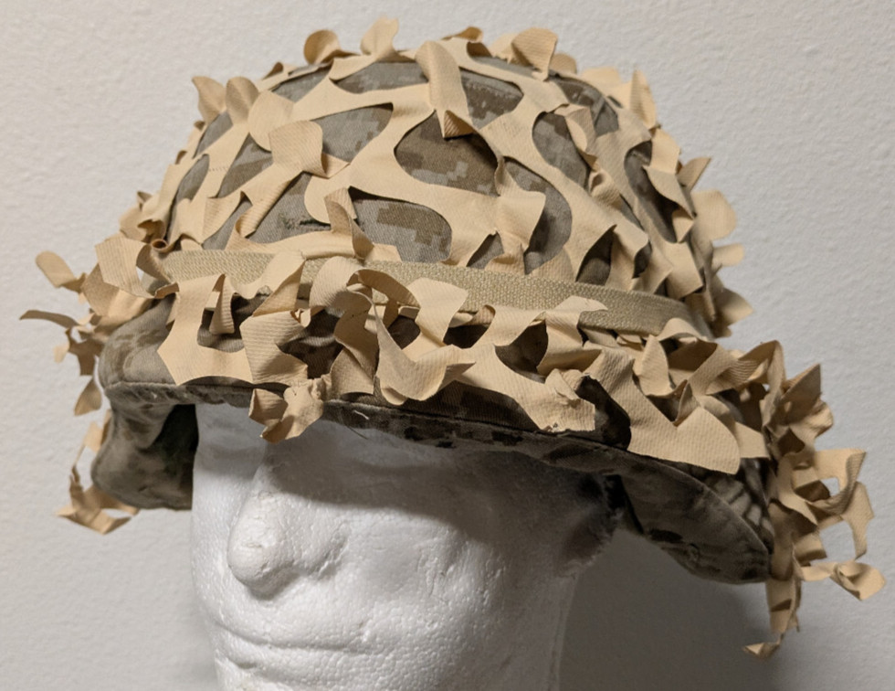 OIF/Fallujah US Military USMC Marines Lightweight Helmet Desert Scrim Cover LWH