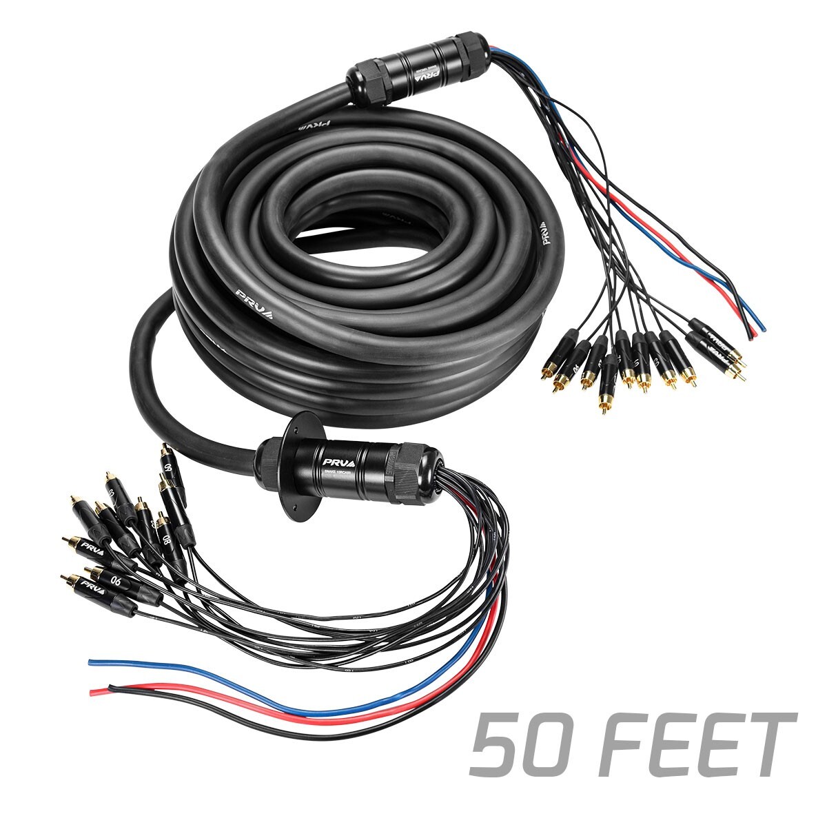 PRV Audio SNAKE 10RCA-50 Car Audio 50 Ft Medusa Cable 10 RCA Channels + 3 power