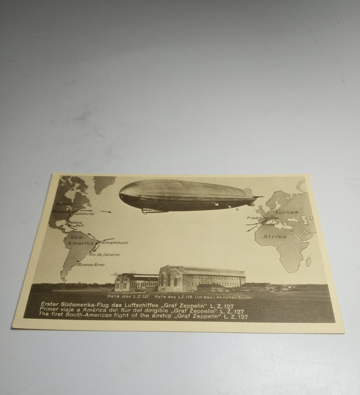 2 GRAF ZEPPELIN LZ 127 129 Postcards Germany 1st South American Flight Lakehurst
