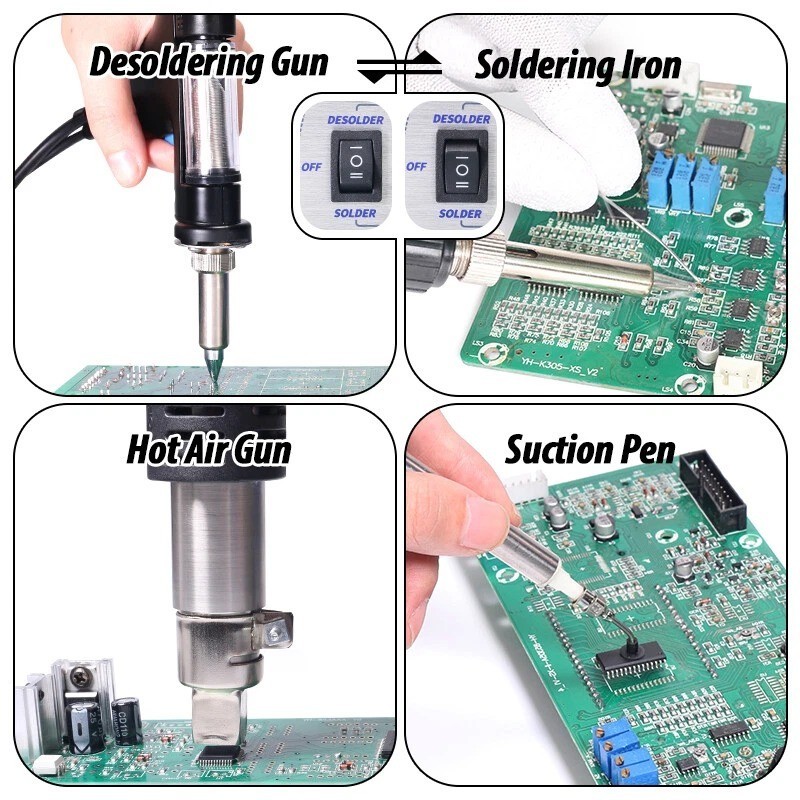 WEP 948-II 4-in-1 Digital Soldering & Desoldering Rework Station Kit Vacuum Pump