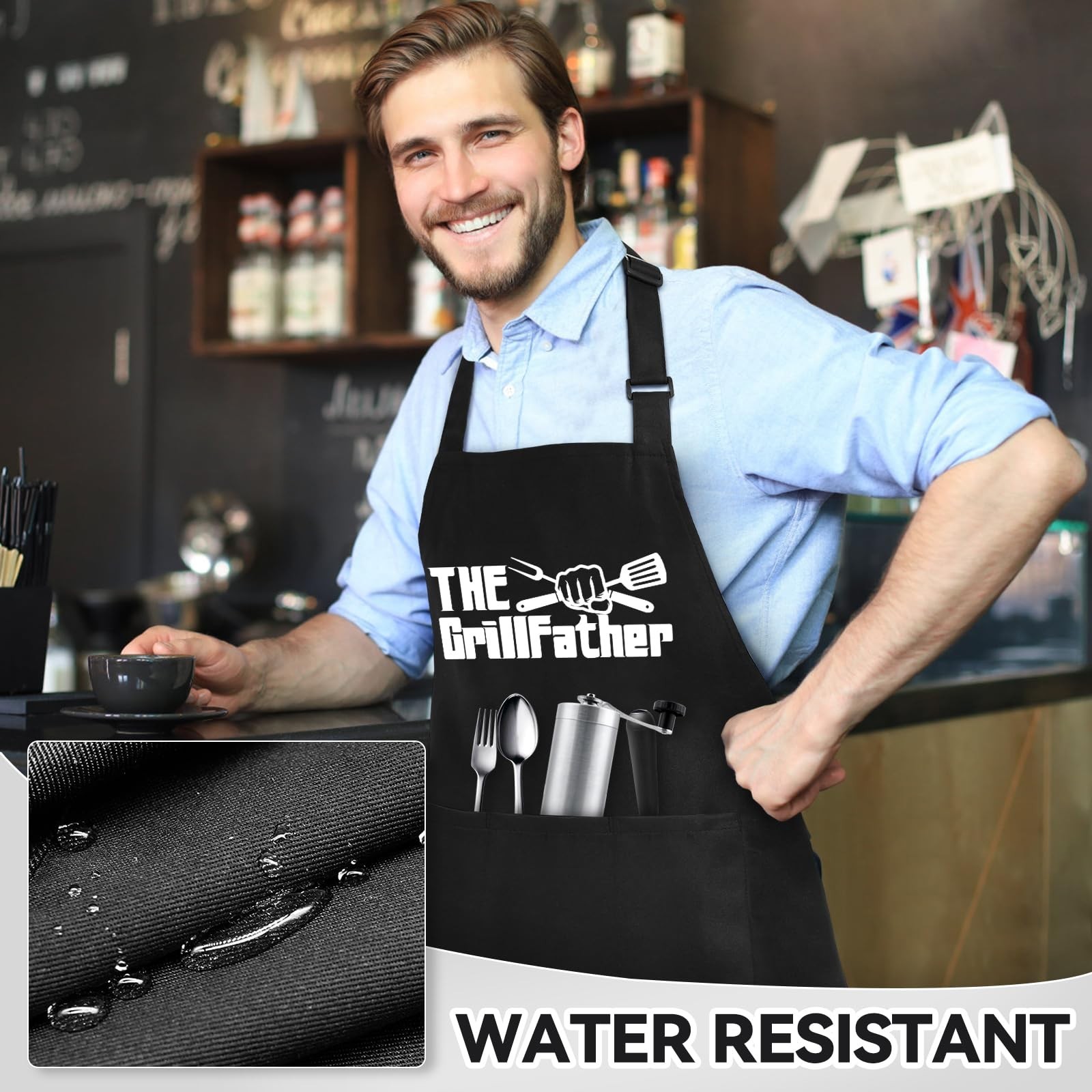 Funny Aprons for Men, Chef Apron with 3 Pockets, Perfect for Kitchen Cooking,...