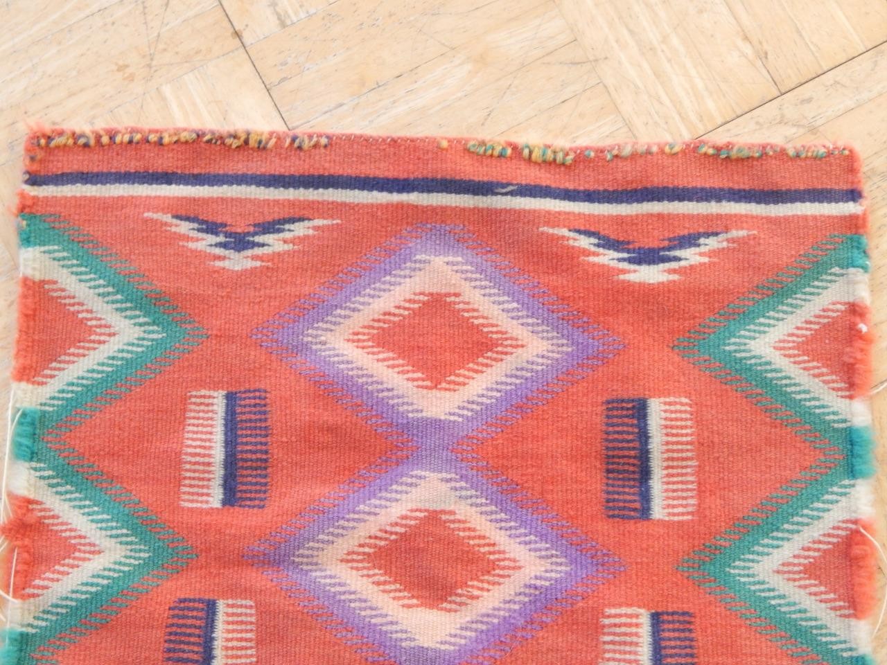 ANTIQUE 6 COLOR GERMANTOWN NAVAJO INDIAN RUG - 16.5 X 24.5" - NO RESERVE !