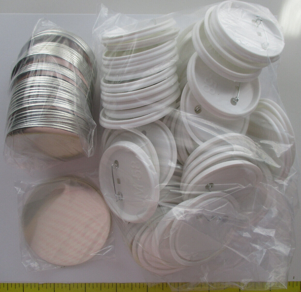 Parts to use with Button Maker 2 1/4 Supplies Silver color (50 complete sets)