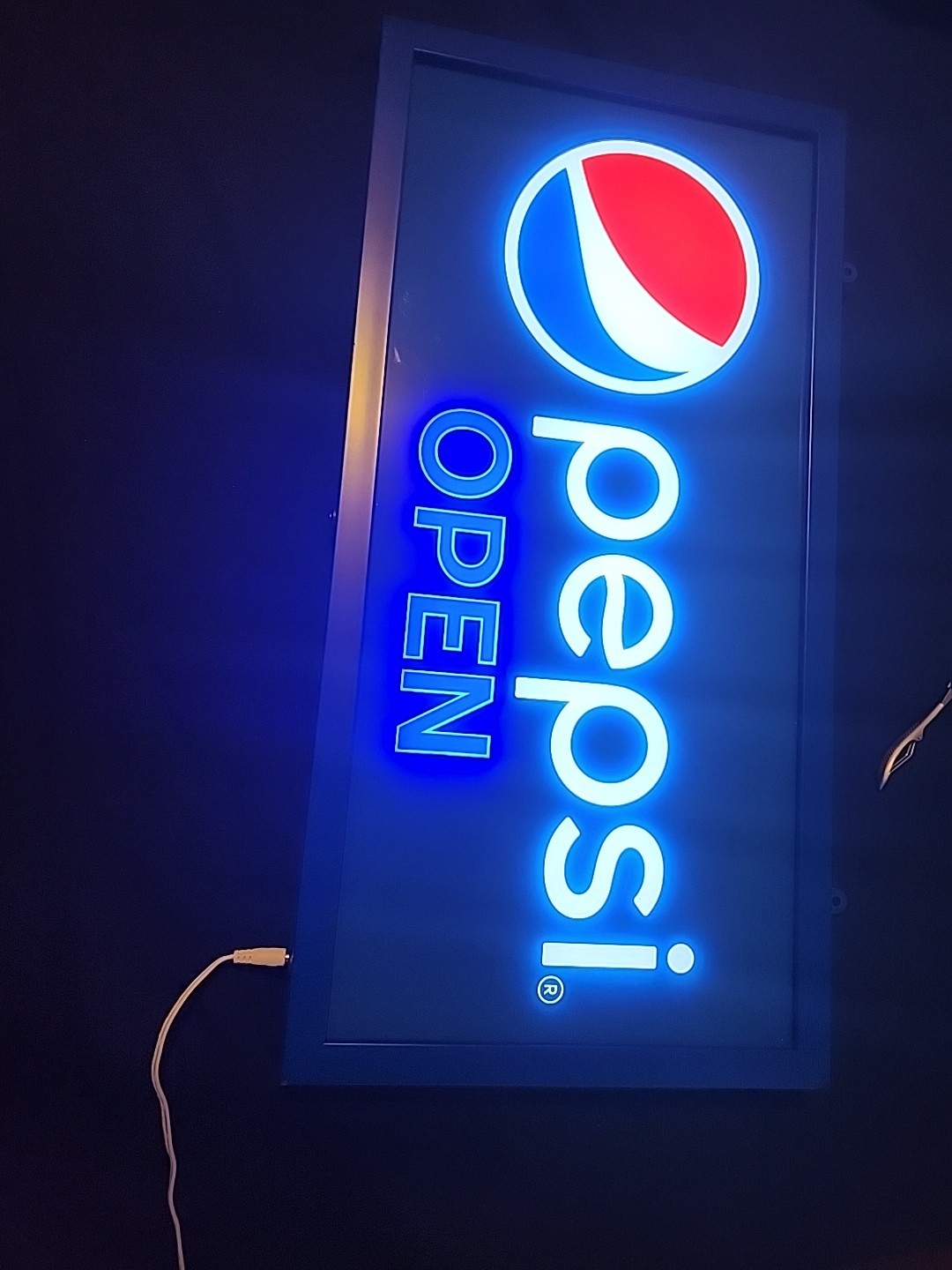 Pepsi Cola Soda Pop Lighted Electric Open Sign Store Display Think Refreshing