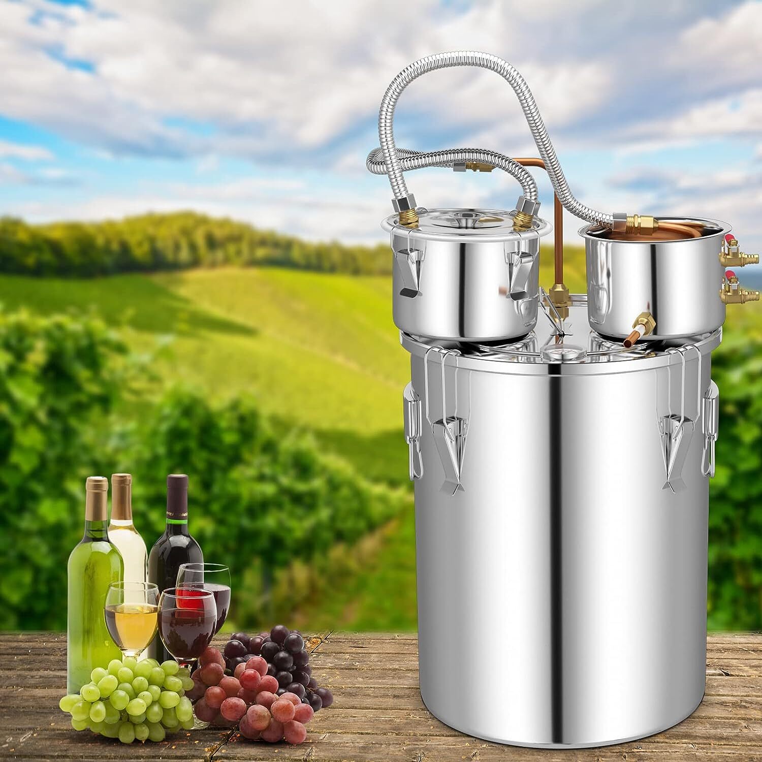 13.2 Gallon 3 Pots Moonshine Still Water Wine Alcohol Distiller Brewing Kit