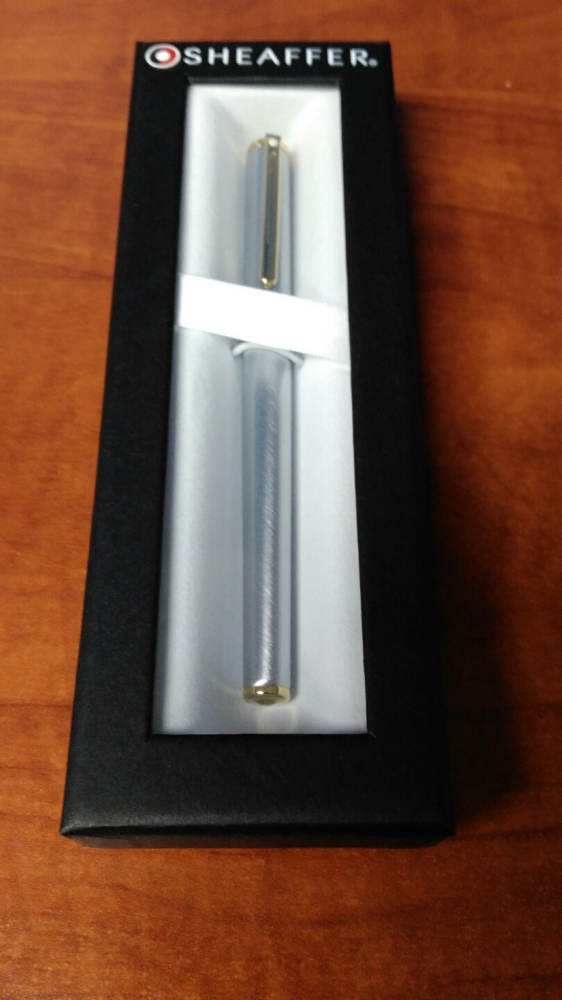 Sheaffer Agio Brushed Chrome/22K Gold Plate "F" Nib Fountain Pen