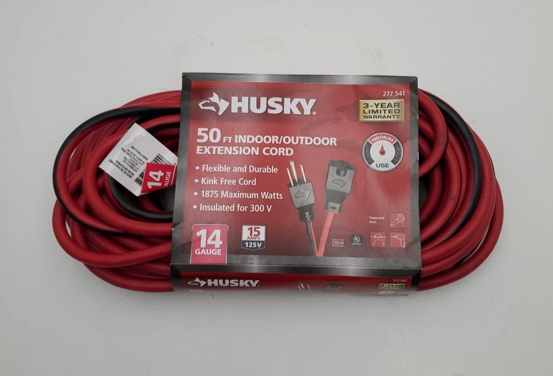 (2 Pack Husky) 50 ft. 14 Gauge Medium Duty Indoor/Outdoor Extension Cord 277541