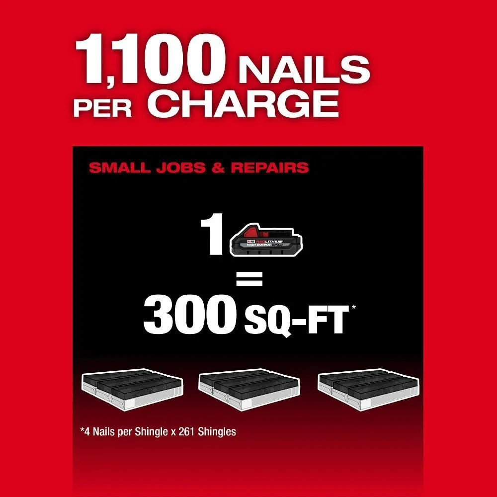 Milwaukee 2909-20 M18 FUEL 18-Volt Li-Ion Brushless Cordless Coil Roofing Nailer