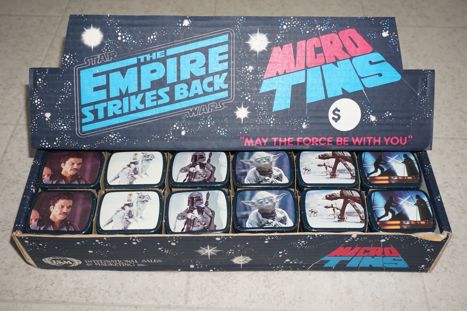Vintage Star Wars Empire Strikes Back Micro Tins 1980 W/ 72 Tins Store Display