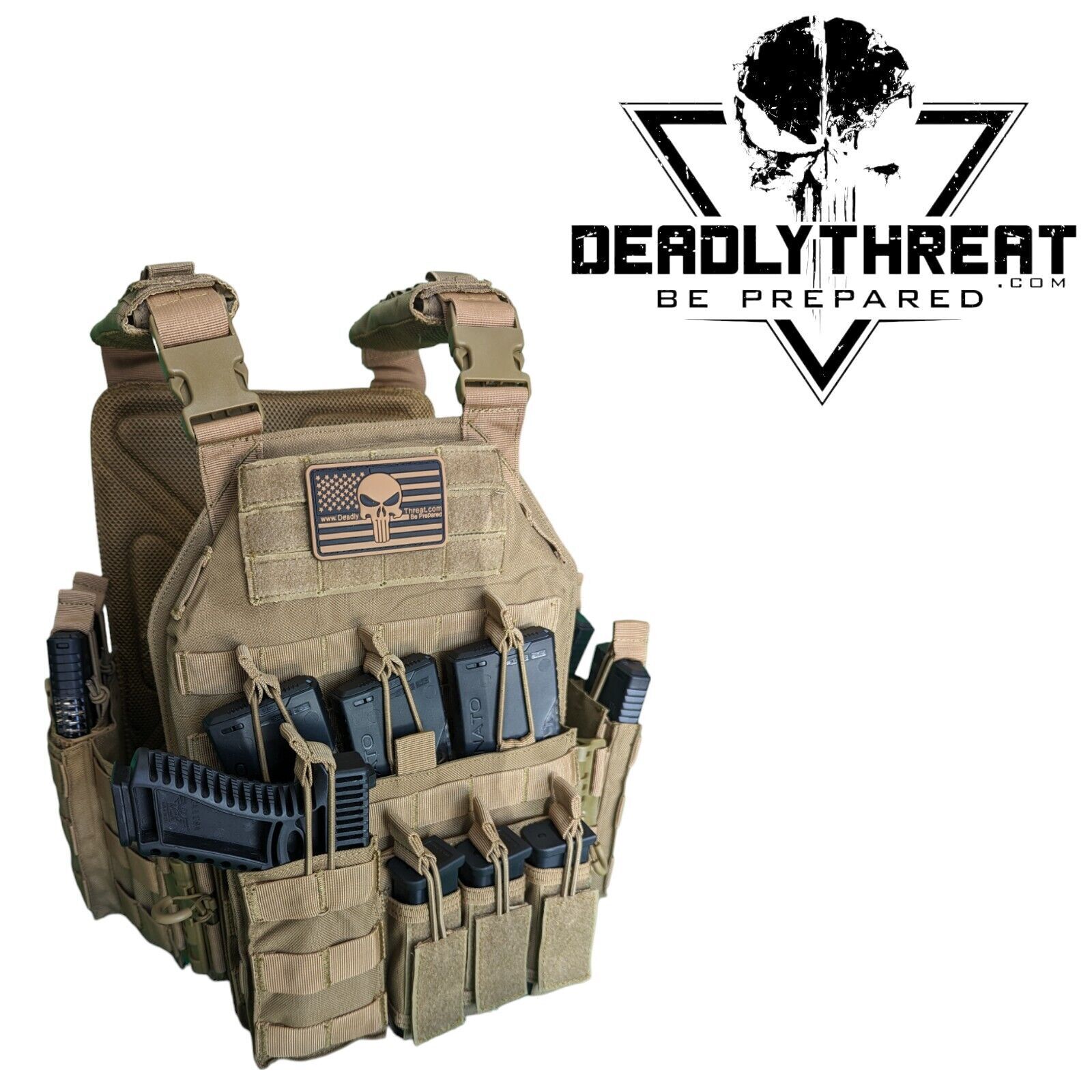 Urban Assault Desert Fox Tactical Vest Plate Carrier W/ Level III Armor Plates