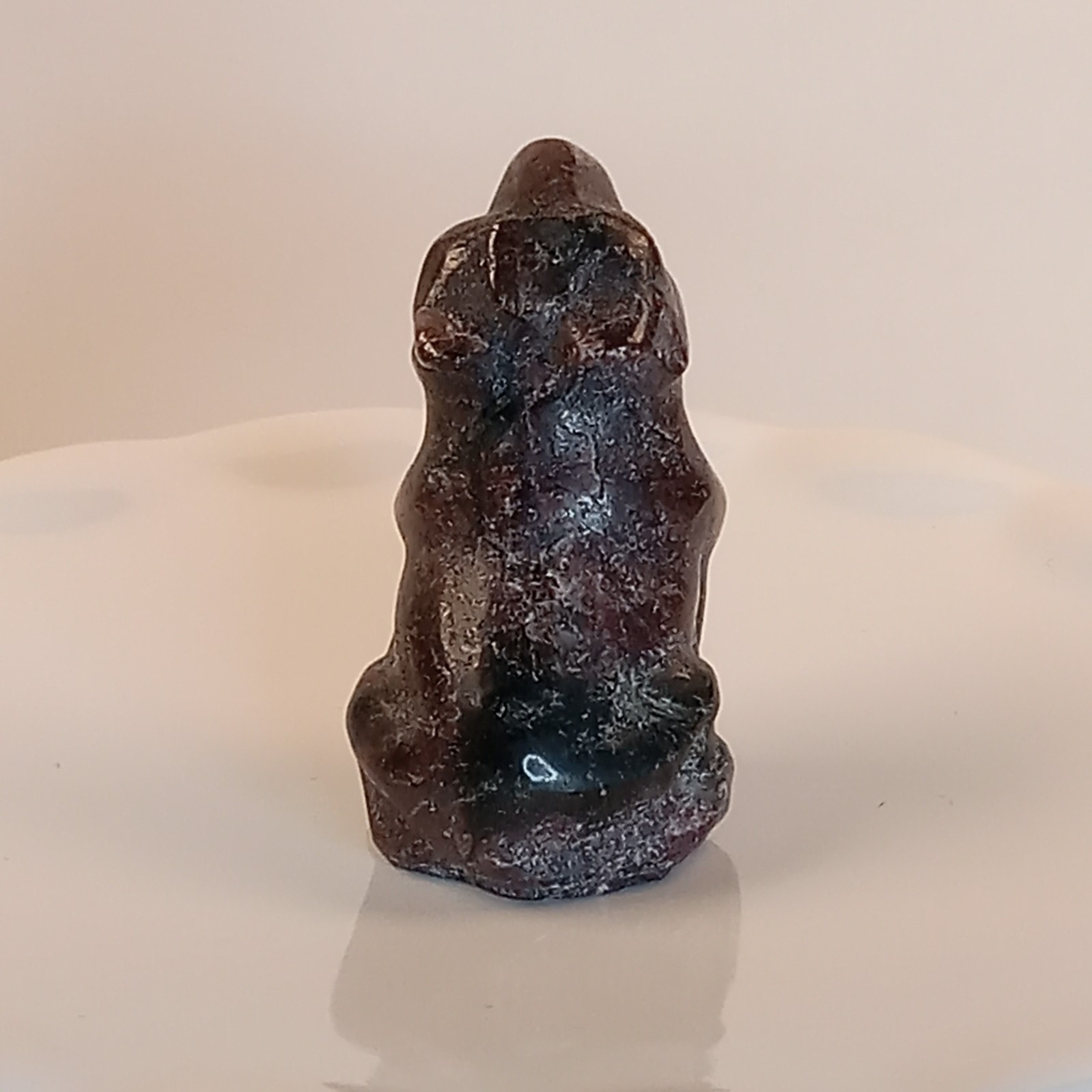 Garnet Astrophyllite Crystal Wolf Carving Polished 28g | F38