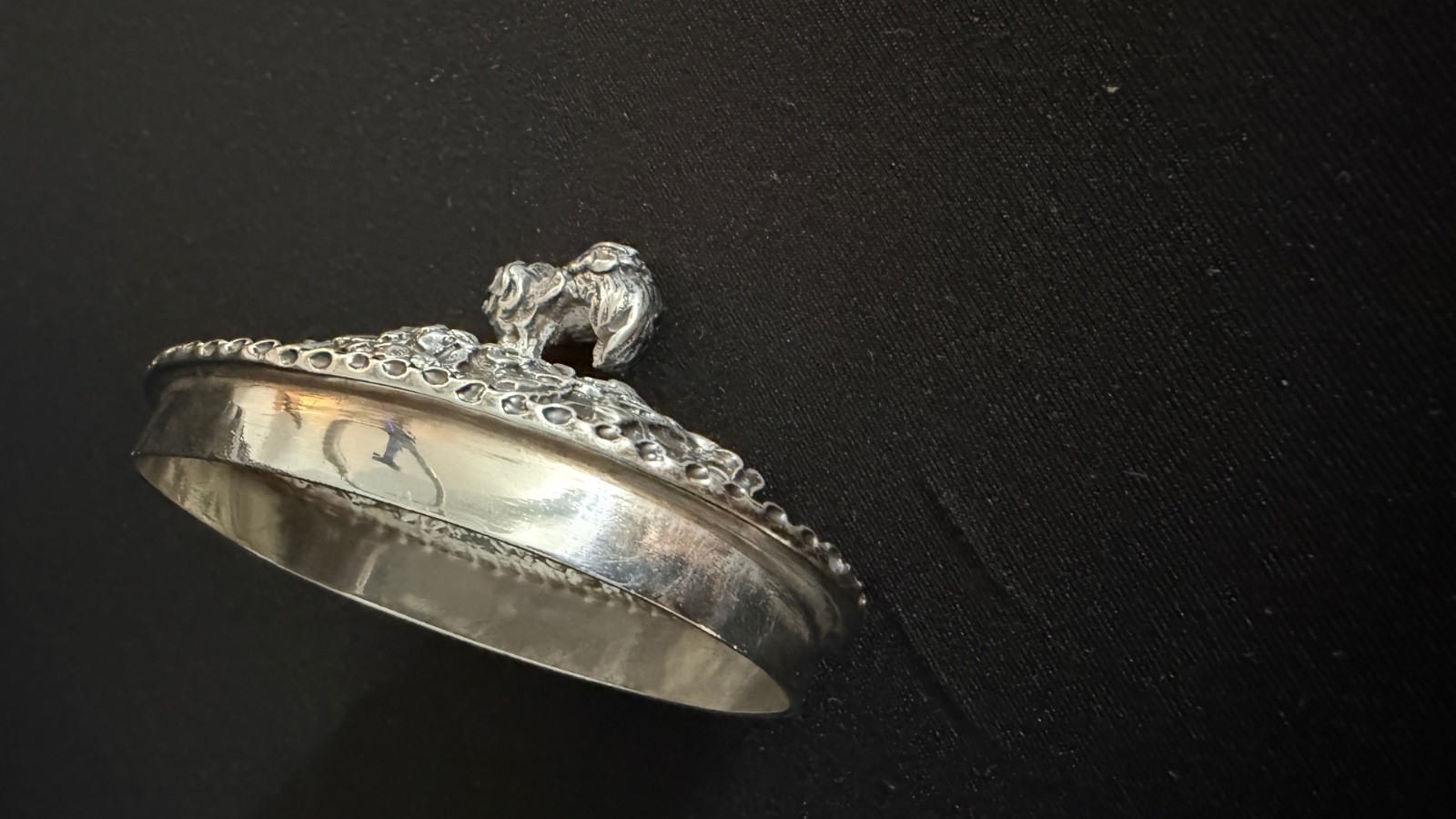 Antique Sterling Silver Repousse Lid Probably S Kirk & Son