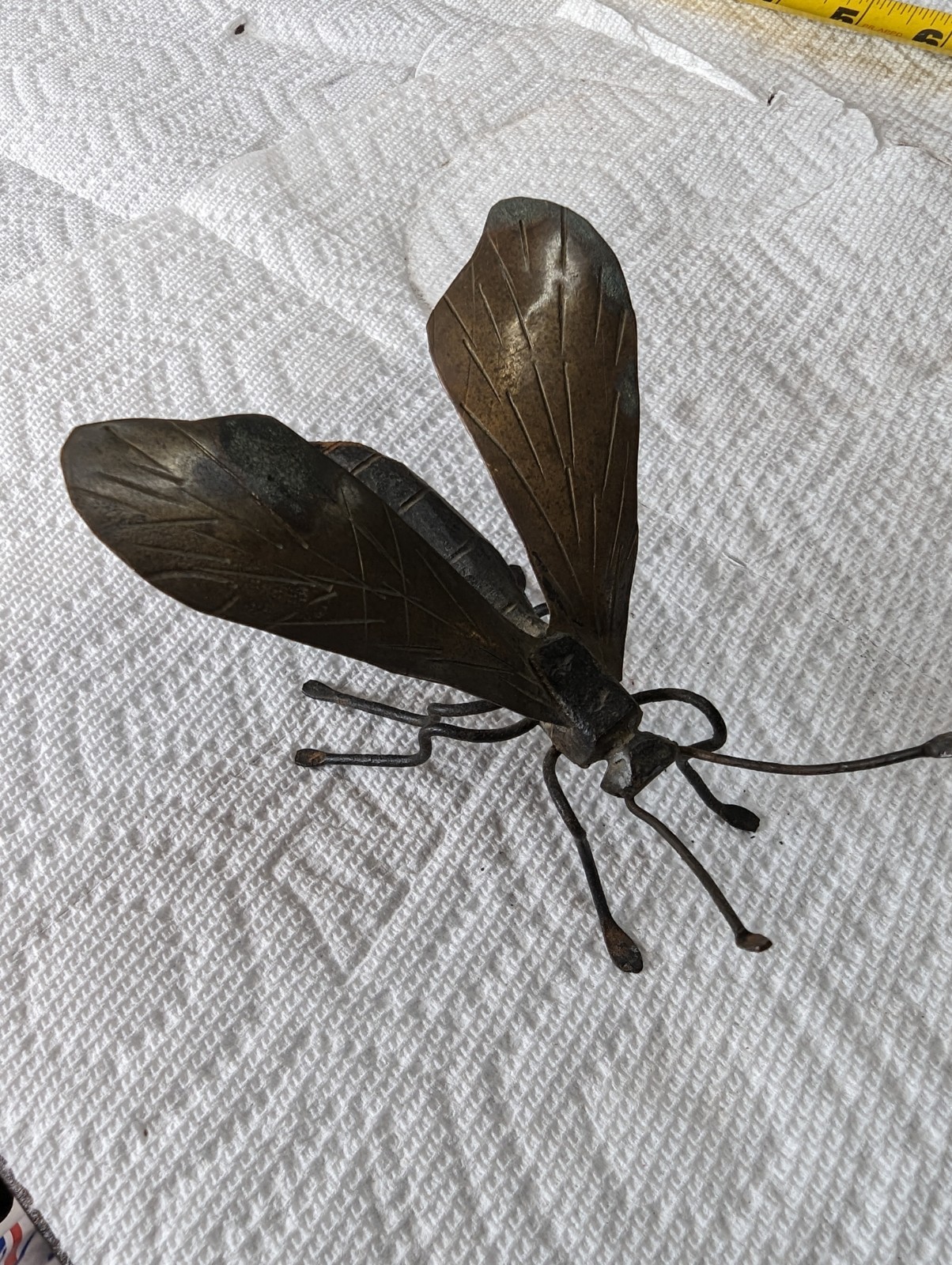 Japanese Okimono Vintage Sculpture Insect Brass Iron Bee. 4"