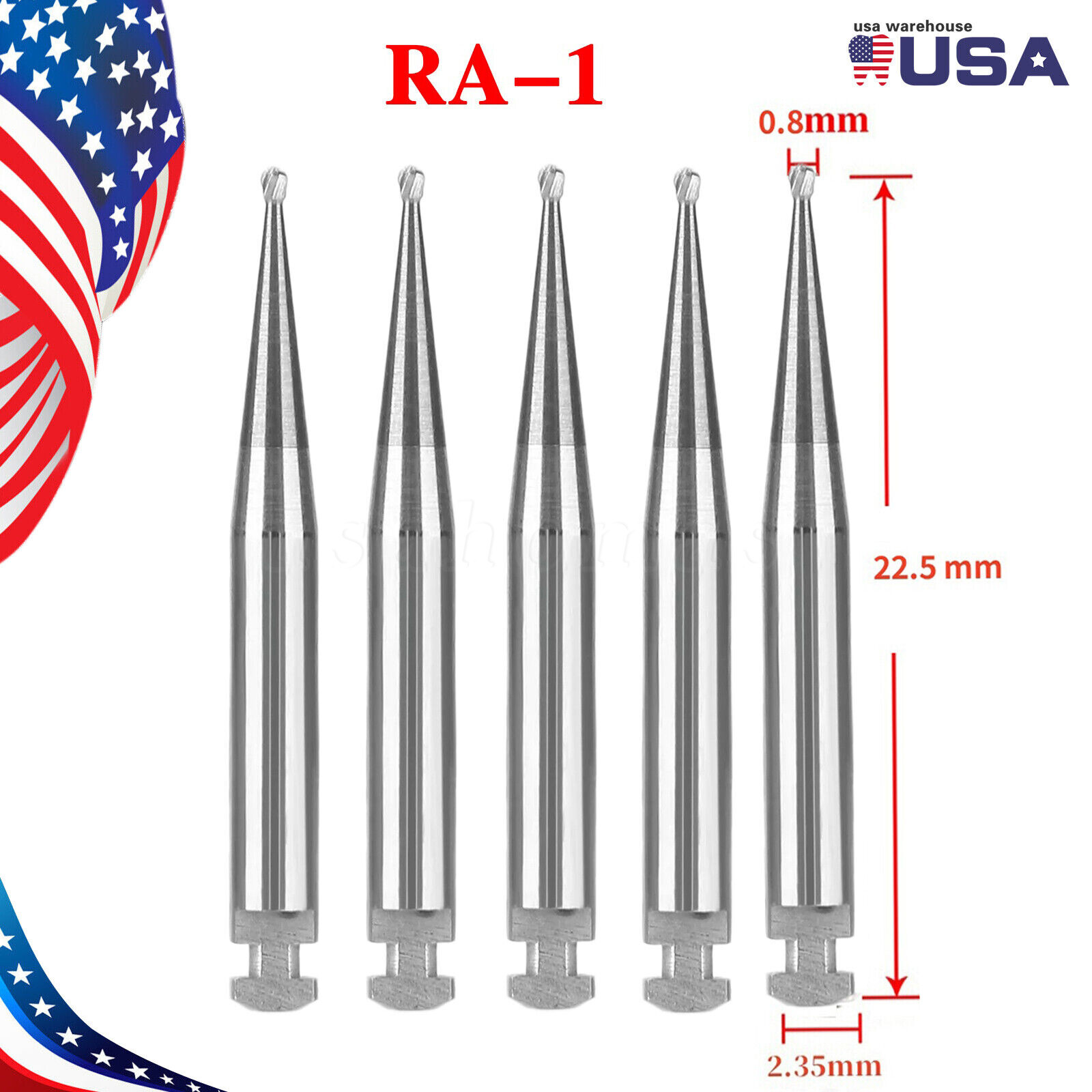SANDENT Dental Tungsten Steel Carbide Burs Round RA Burs for Low Speed Handpiece