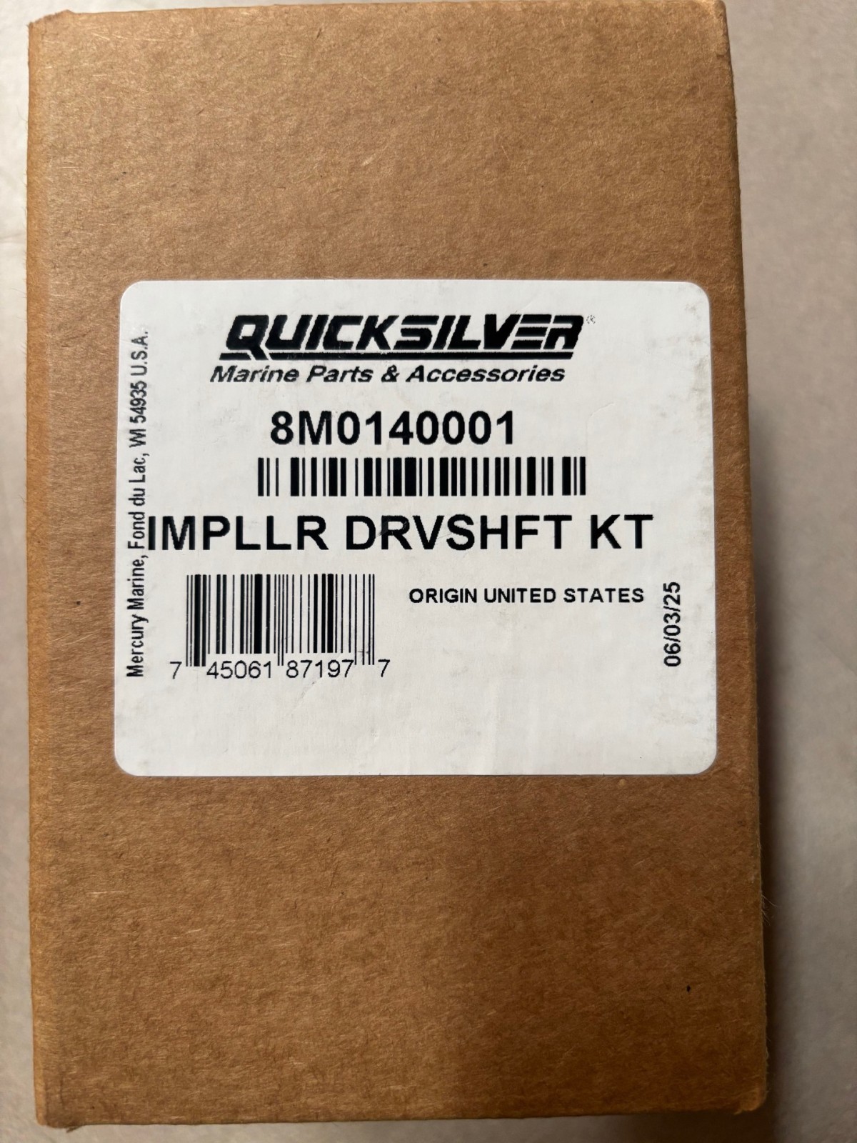 OEM Mercury MerCruiser Water Pump Drive Impeller Shaft Bearing Kit 8M0140001