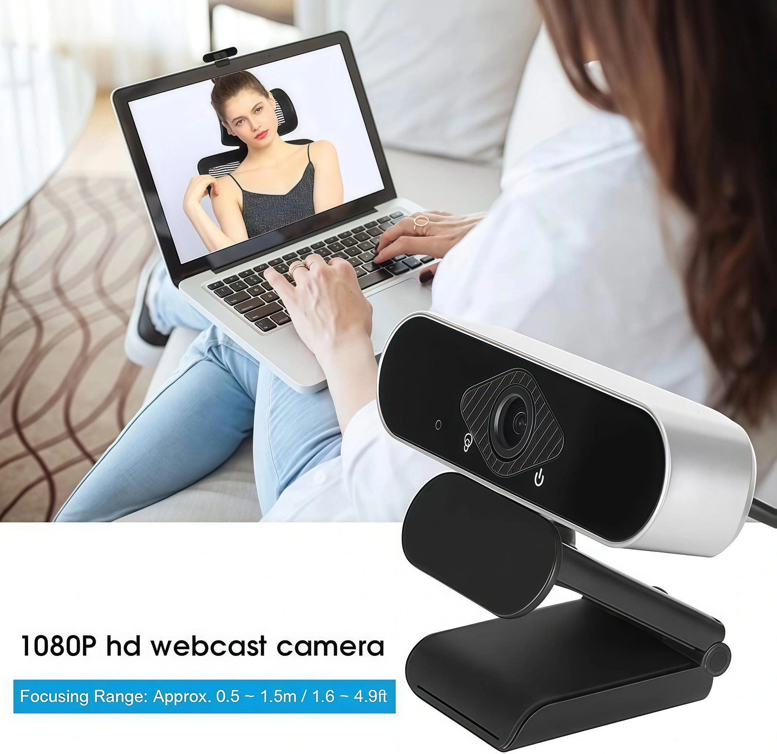 Webcam Auto Focusing Web Camera Full HD Cam Microphone For PC Laptop 1080P 1K US