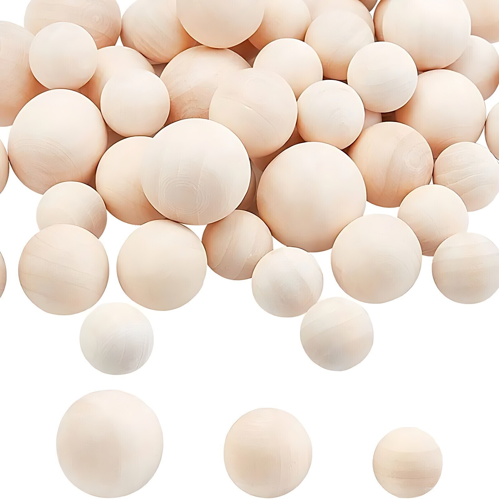 6mm 8mm 10mm to 90mm Natural Wooden Craft Wood Balls Sphere Round Craft Supplies