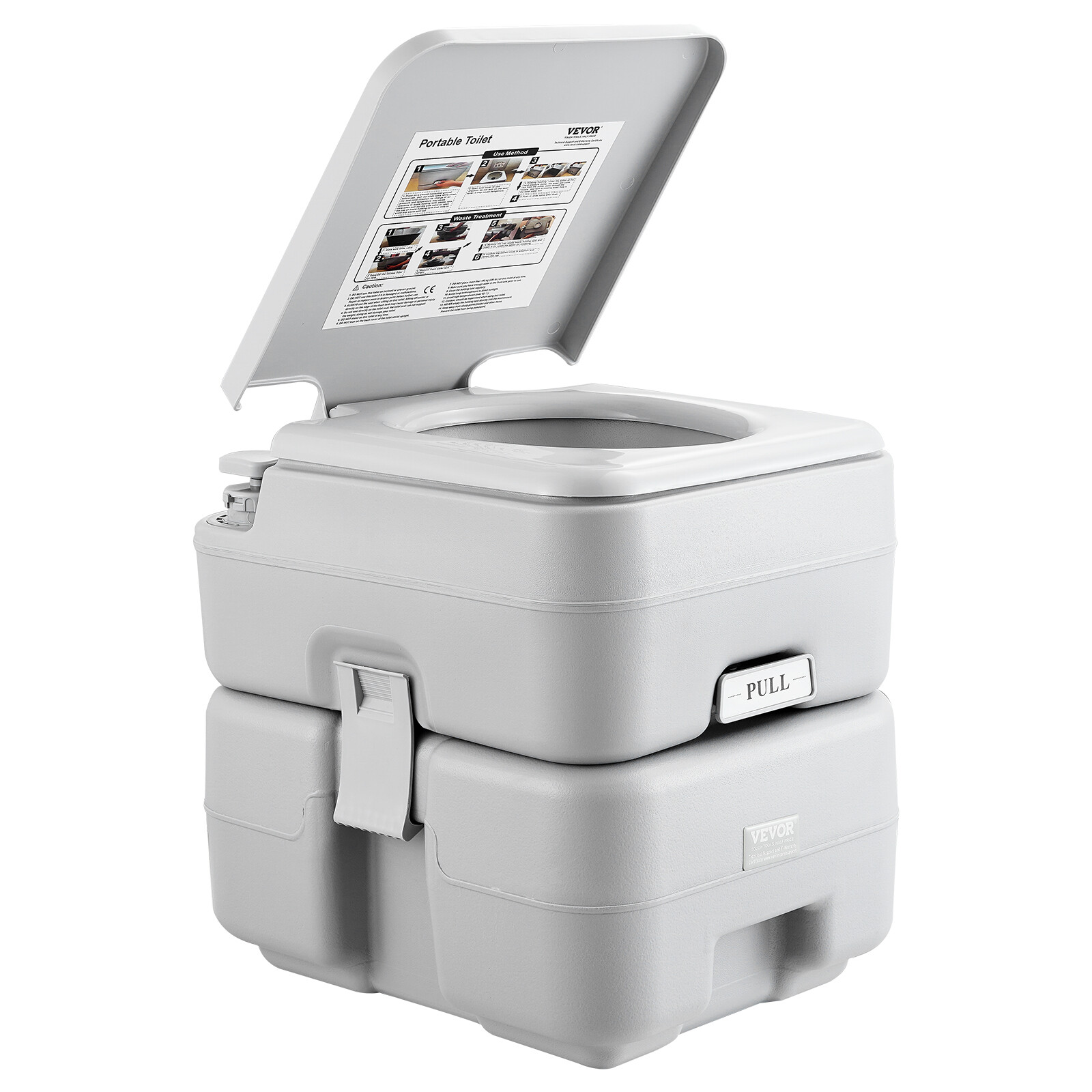 VEVOR Portable Toilet Flush Travel Camping 5.3 Gal Commode Potty with Carry Bag