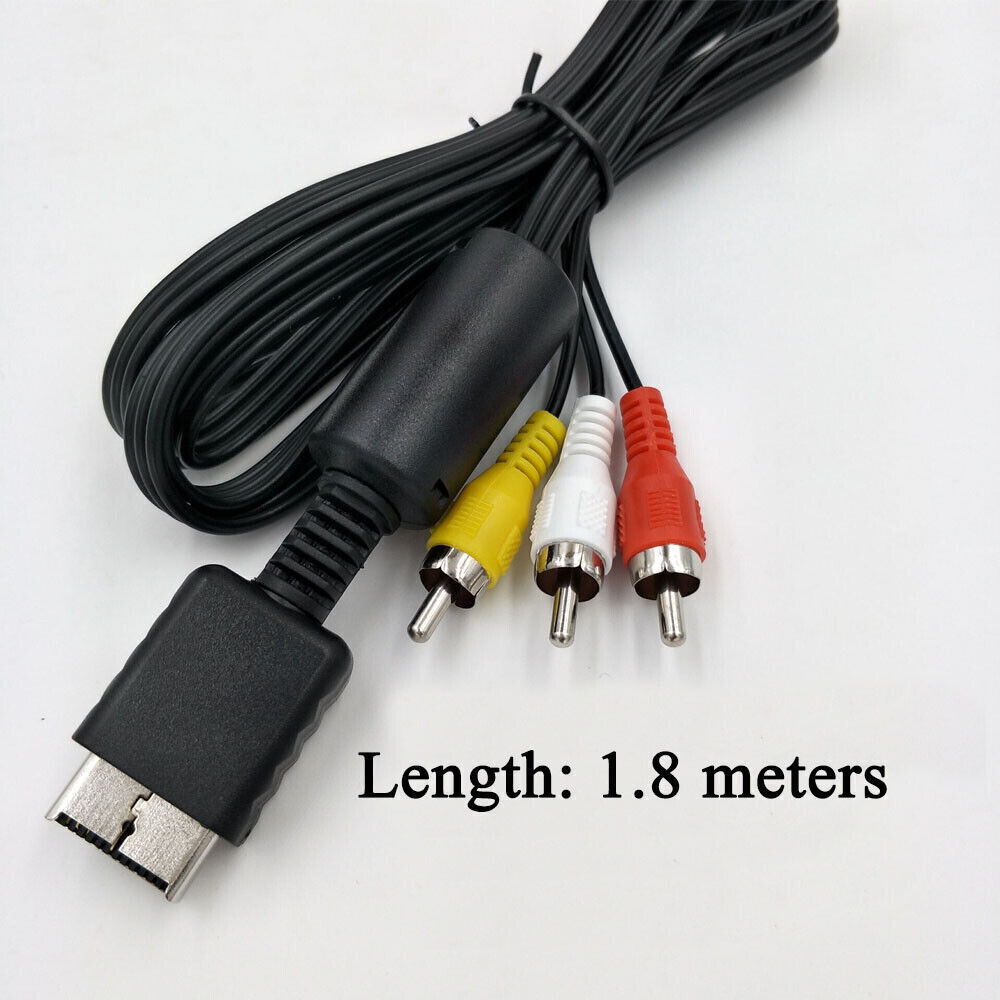 Audio AV RCA+AC Cable Power Supply Adapter Cord For Sony Playstation 1/2 PS2 FAT