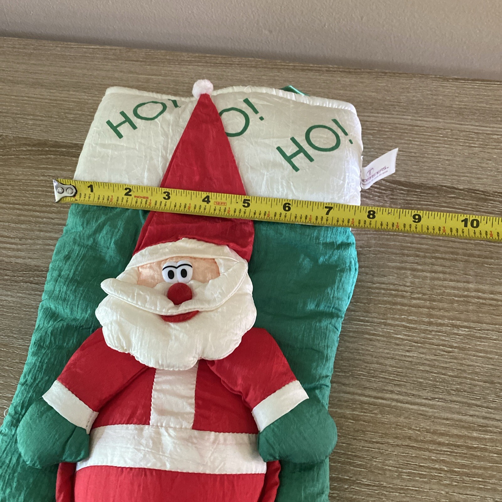 3D 1980s Ho Ho Ho Santa stocking parachute puff