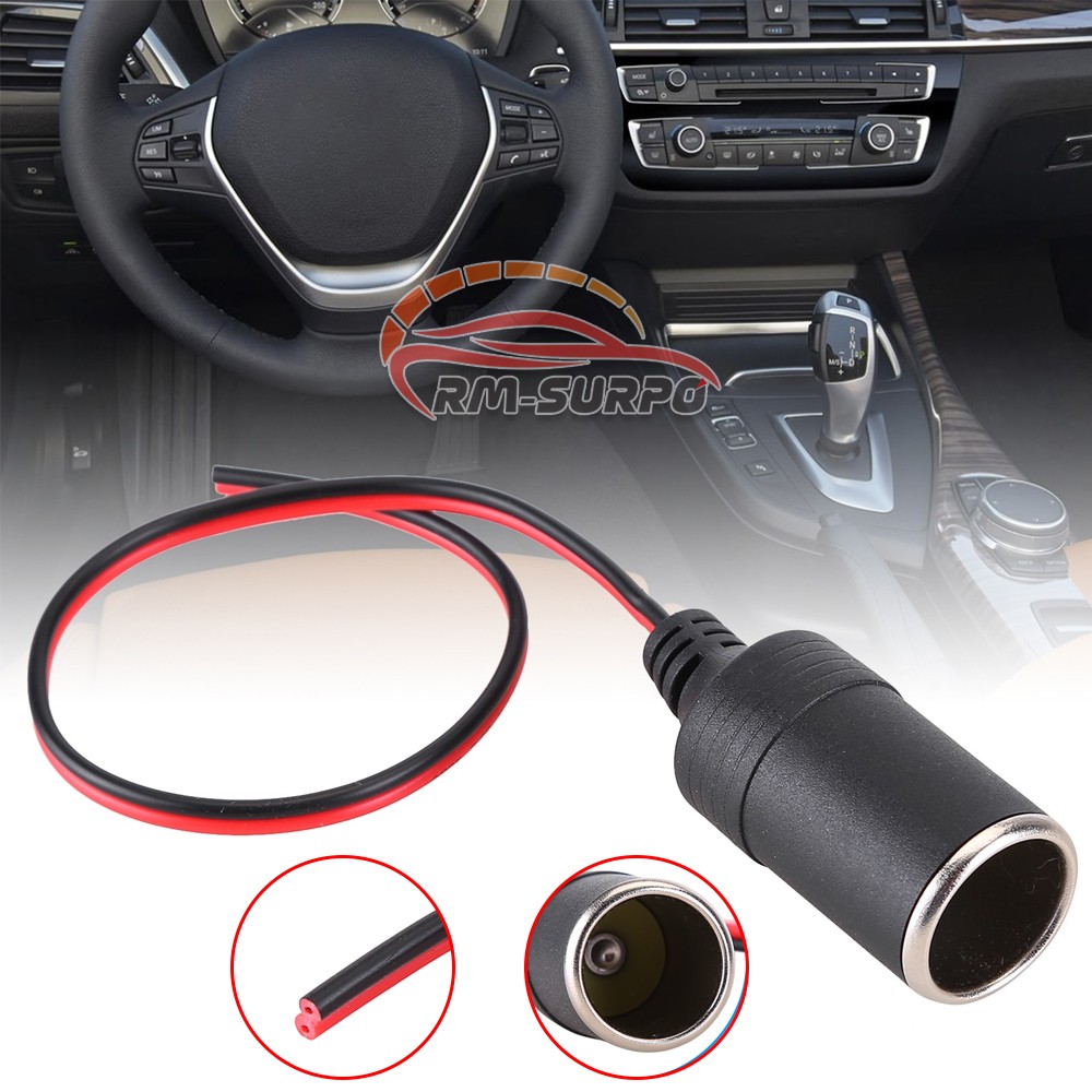 12V/24V Car Cigarette Lighter Charger Adapter Cable Female Socket Plug Connector