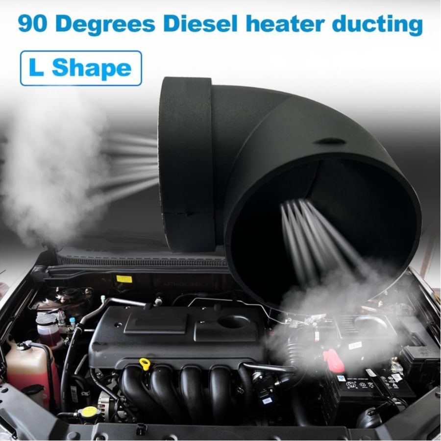 Air Heater Duct Connector, 75mm/3inch L-Shape Elbow Ducting Pipe Outlet 1PCS