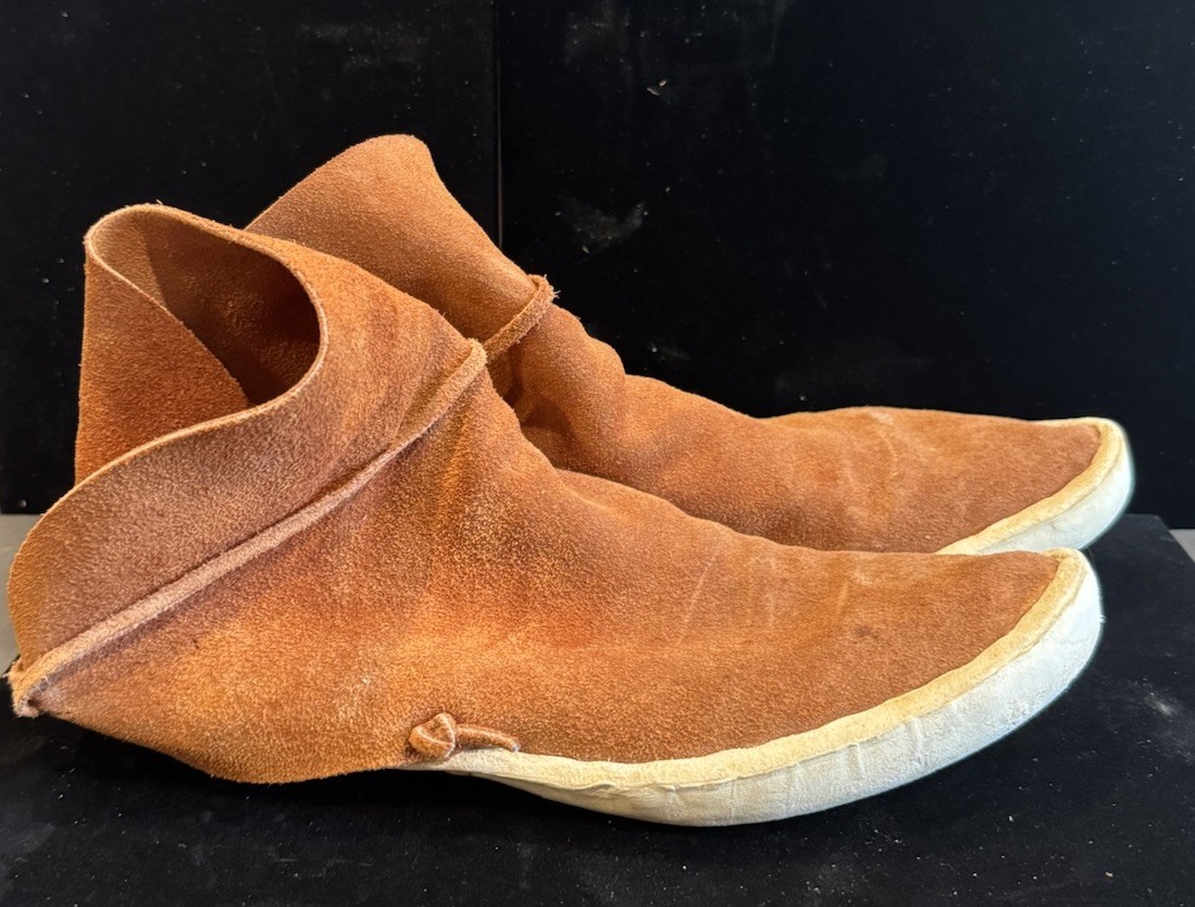 Old Native American Moccasins Navajo Apache Buckskin Hard Bottom High Top 7.5-9