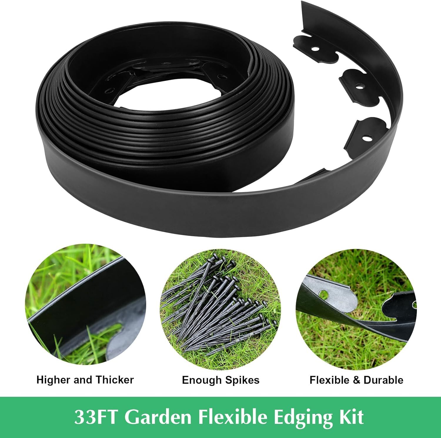 L-shaped Landscape Edging Border Kit 33 FT No-Dig Garden Edge Lawn Border