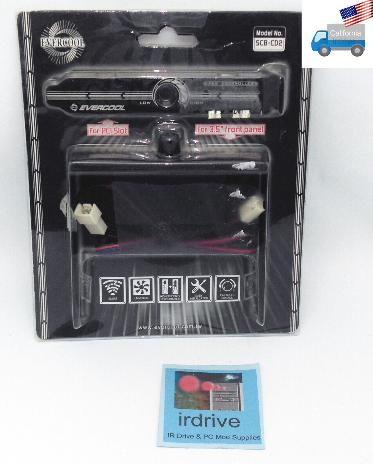 Evercool Twister Black 3.5" FrontPanel Bay/PCI Slot Fan Speed Controller SCB-CD2