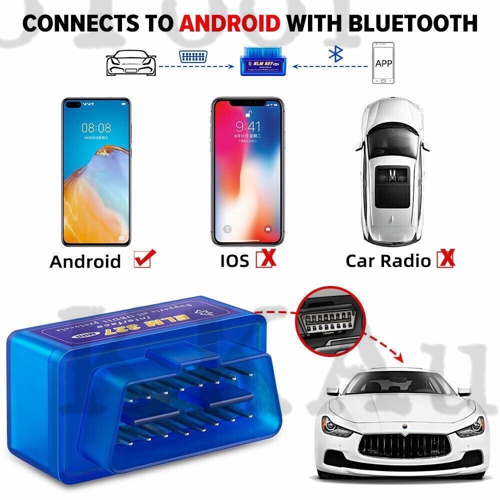 ELM327 V2.1 Bluetooth OBD2 Code Reader For Android Torque Super Diagnostic New