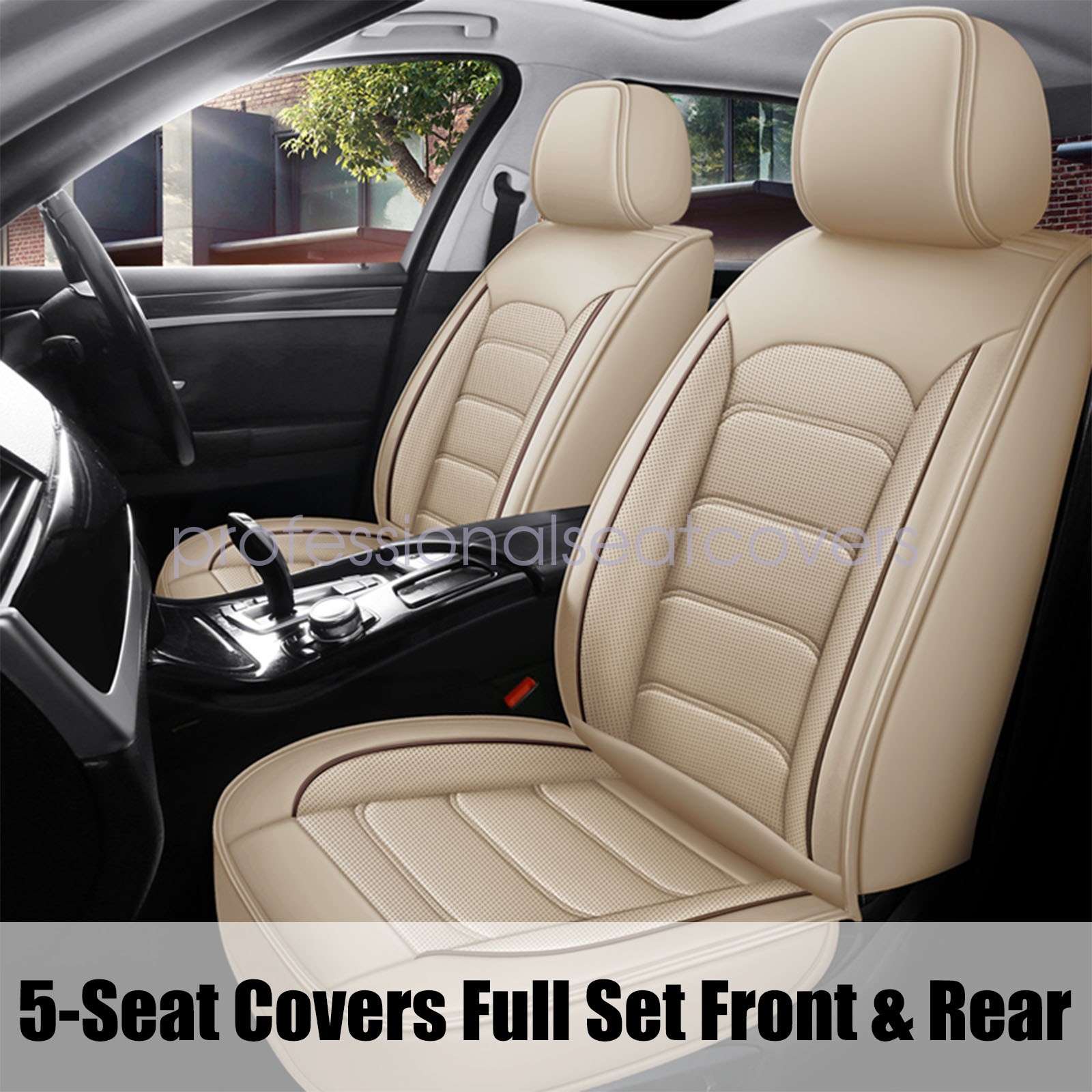 Fit For BMW Car Seat Cover Full Set PU Leather 5-Seats Front + Rear Protector US