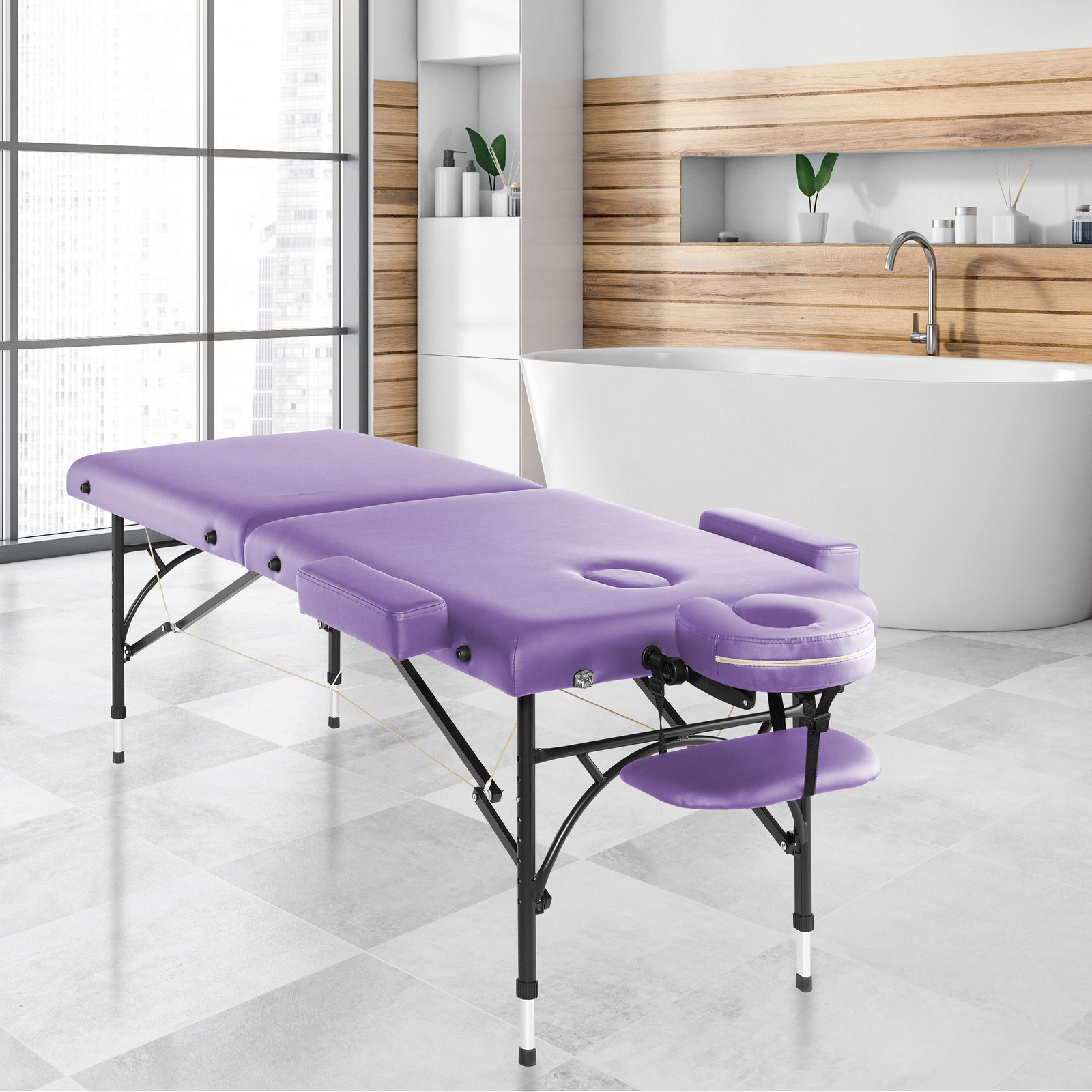 Portable Massage Table - Tilt Backrest Aluminum Legs, Carrying Case
