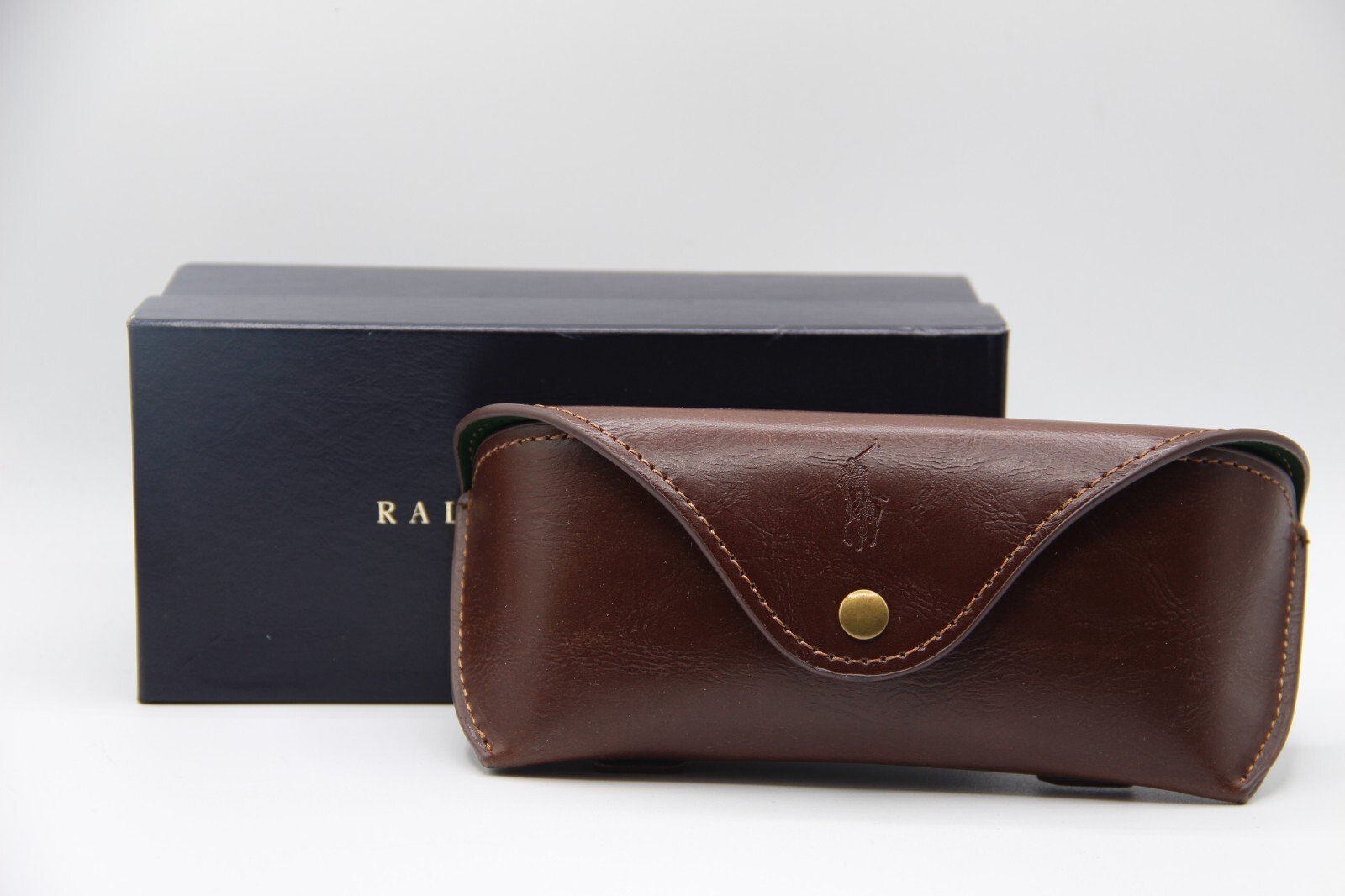 NEW RALPH LAUREN BROWN BUTTON AUTHENTIC EYEGLASSES SUNGLASSES CASE W/BOX