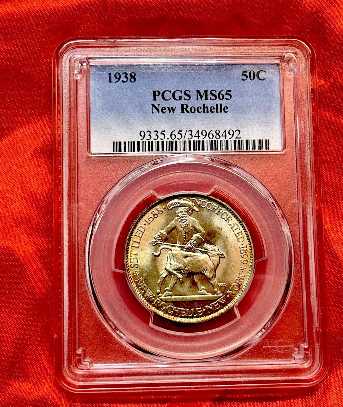 1938 PCGS MS65 New Rochelle Commemorative Half Dollar