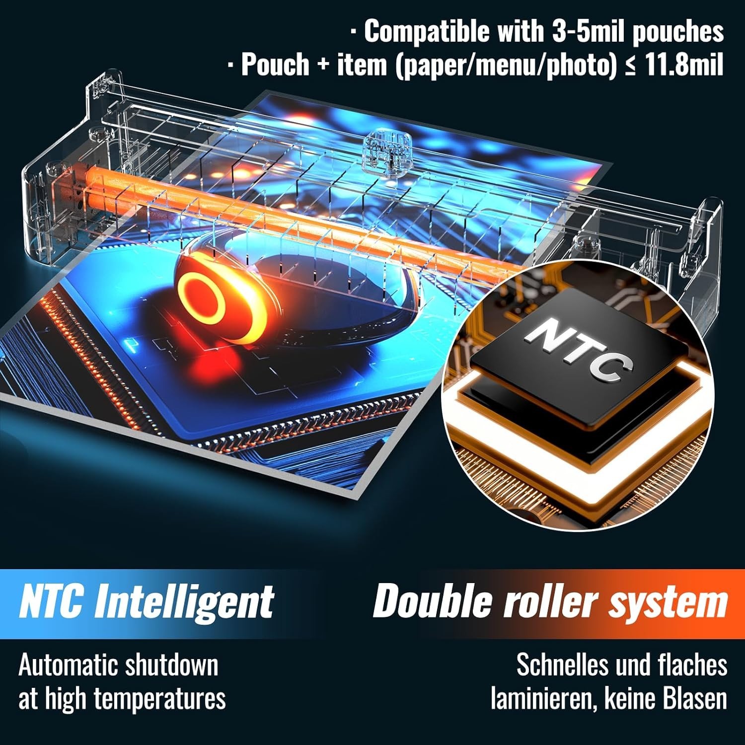 Plastificadora de 13 pulgadas con guillotina + 50 hojas + redondeador de esquina