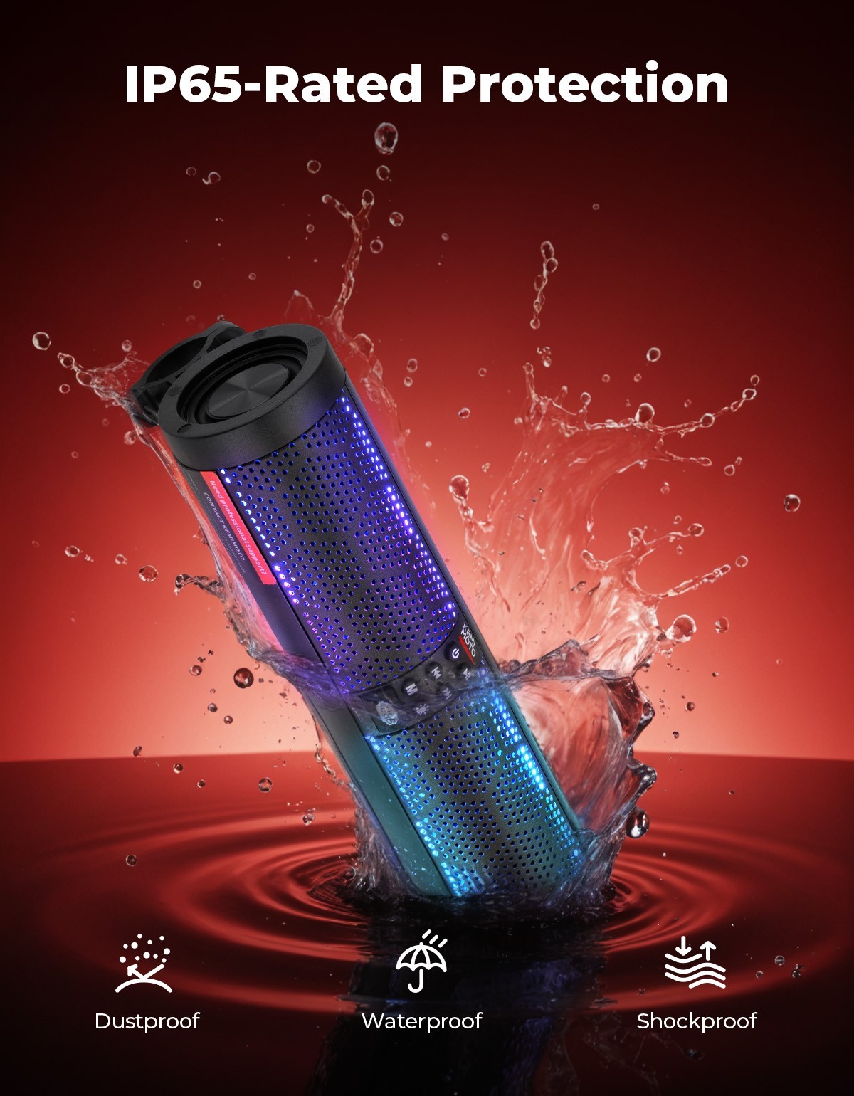 Bluetooth 4-Speaker Motorcycle Sound Bar Stereo Audio System w/ LED RGB Lighting