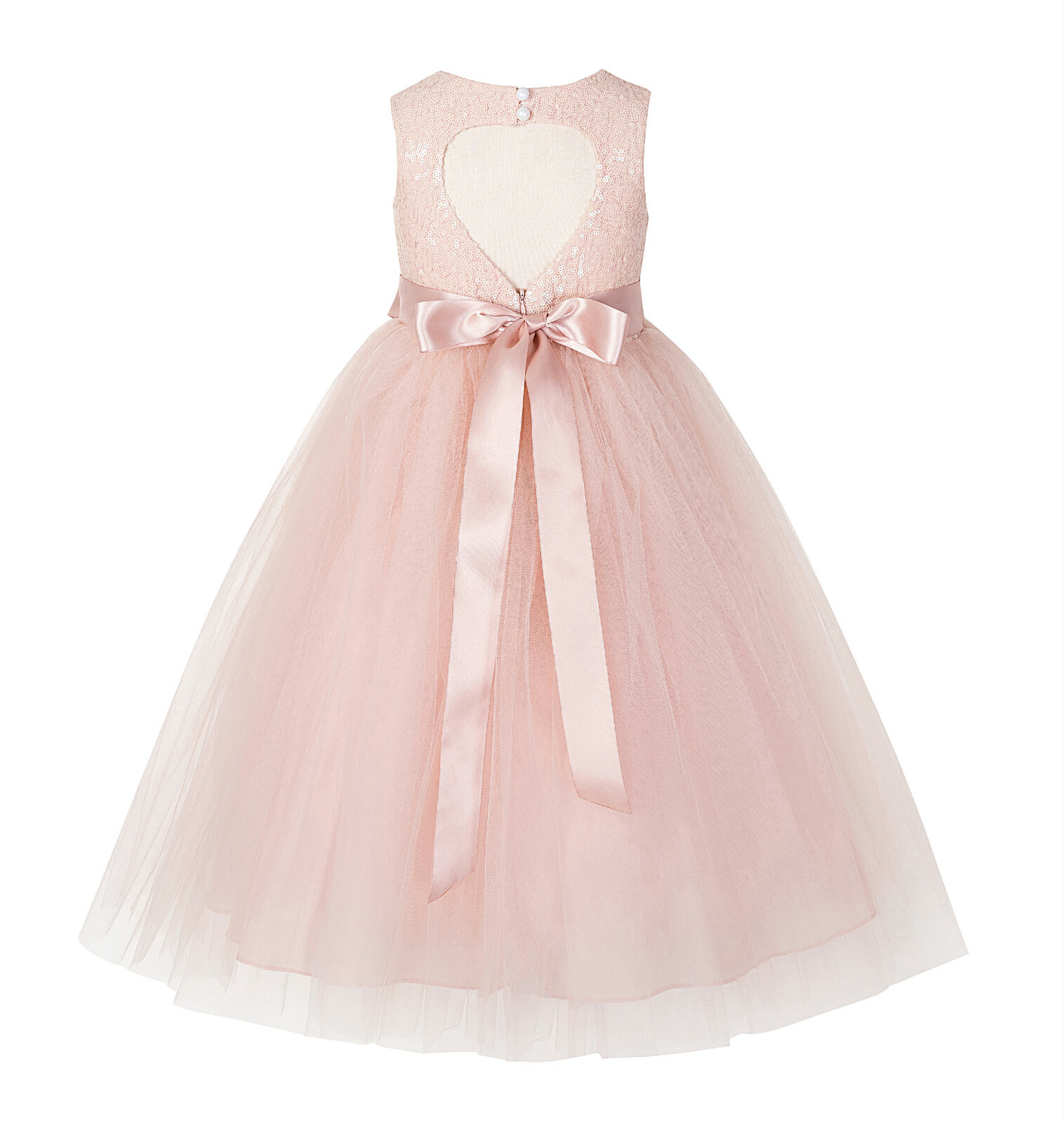 Sequin Heart Cutout Flower Girl Dress Formal Dress Father Daughter Dance Dresses