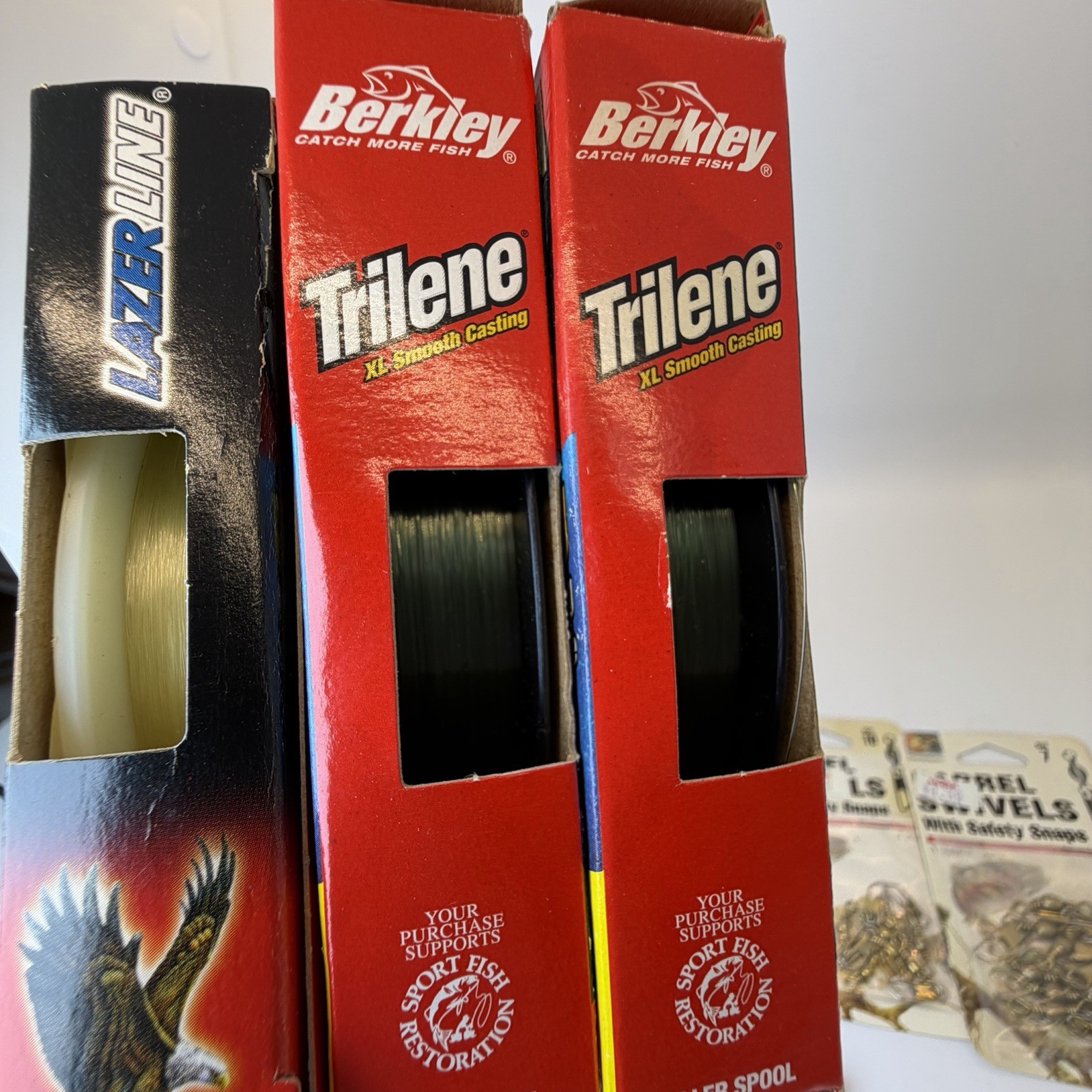 Vintage Fishing Tackle Lot Detty’s Fish Gripper Trilene Line Lures Swivels