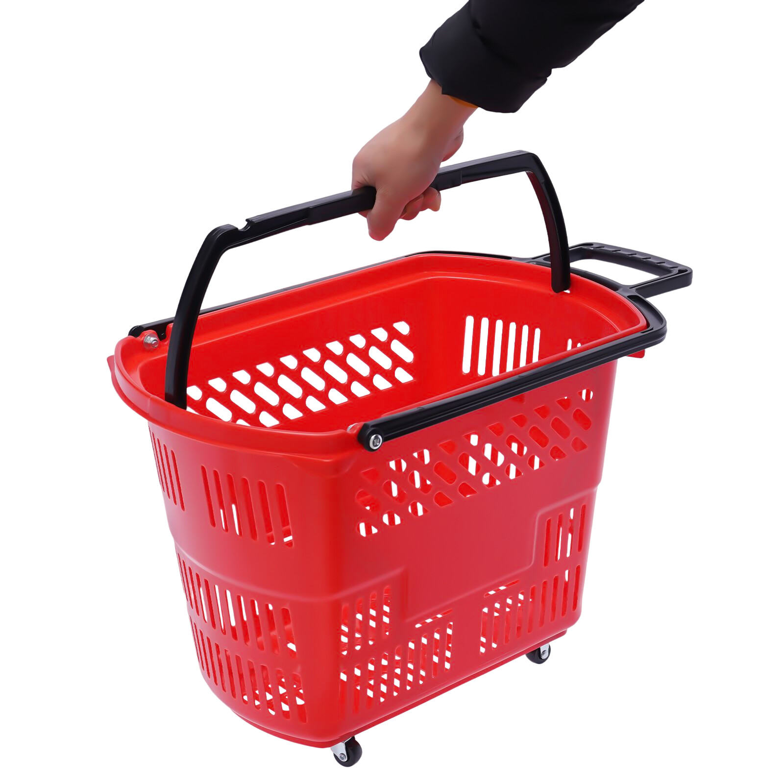 Trolley Rolling Shopping Baskets 6 pcs Plastic 35L with Handles Shopping Carts