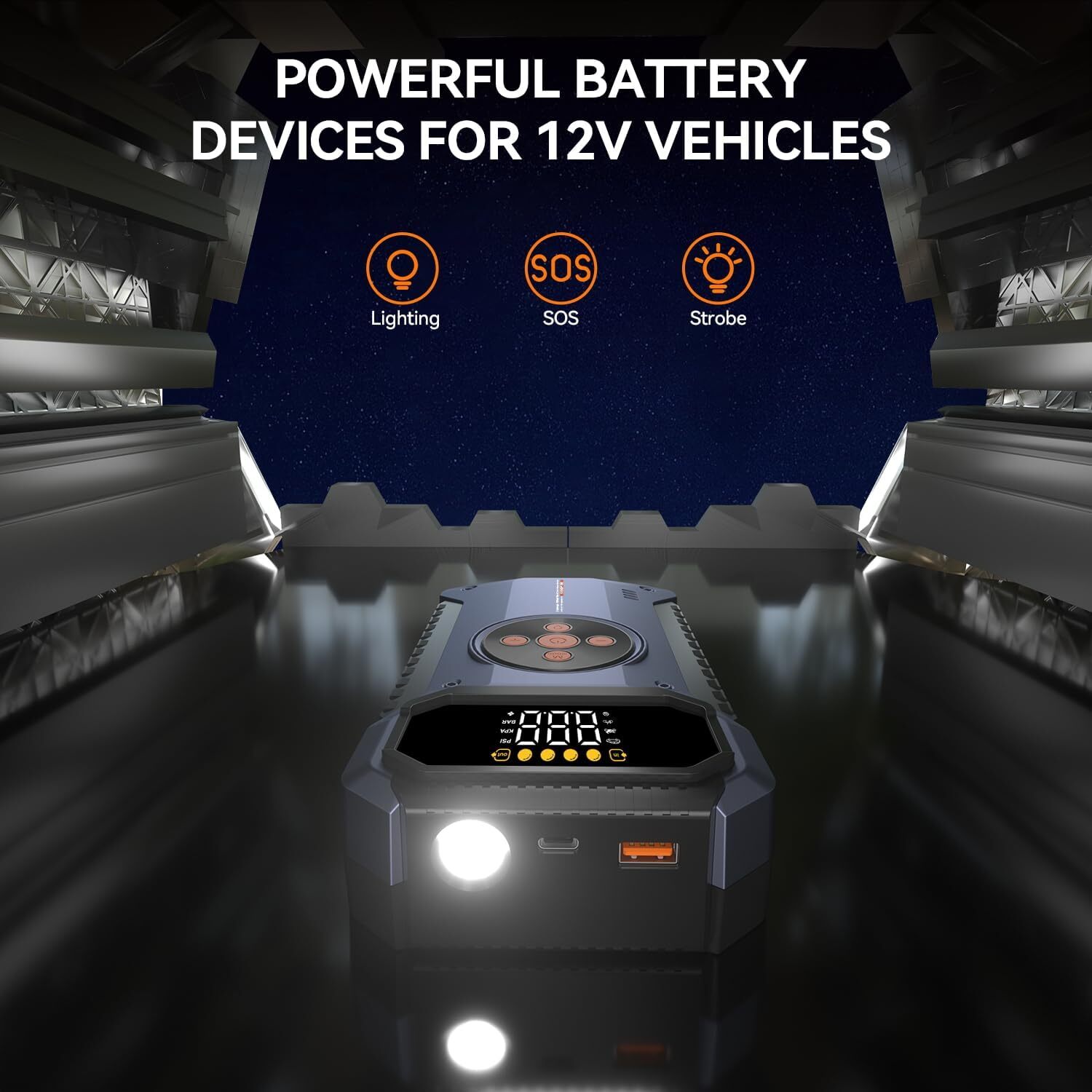 Refurbished 12V Jump Starter & Air Compressor Power Pack Car Battery Box 8000A