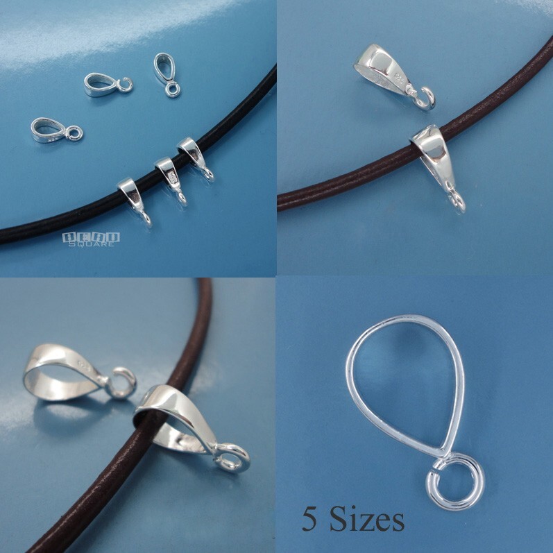 Sterling Silver Smooth Simplicity Pendant Bail Connector Open Loop [Choose Size]
