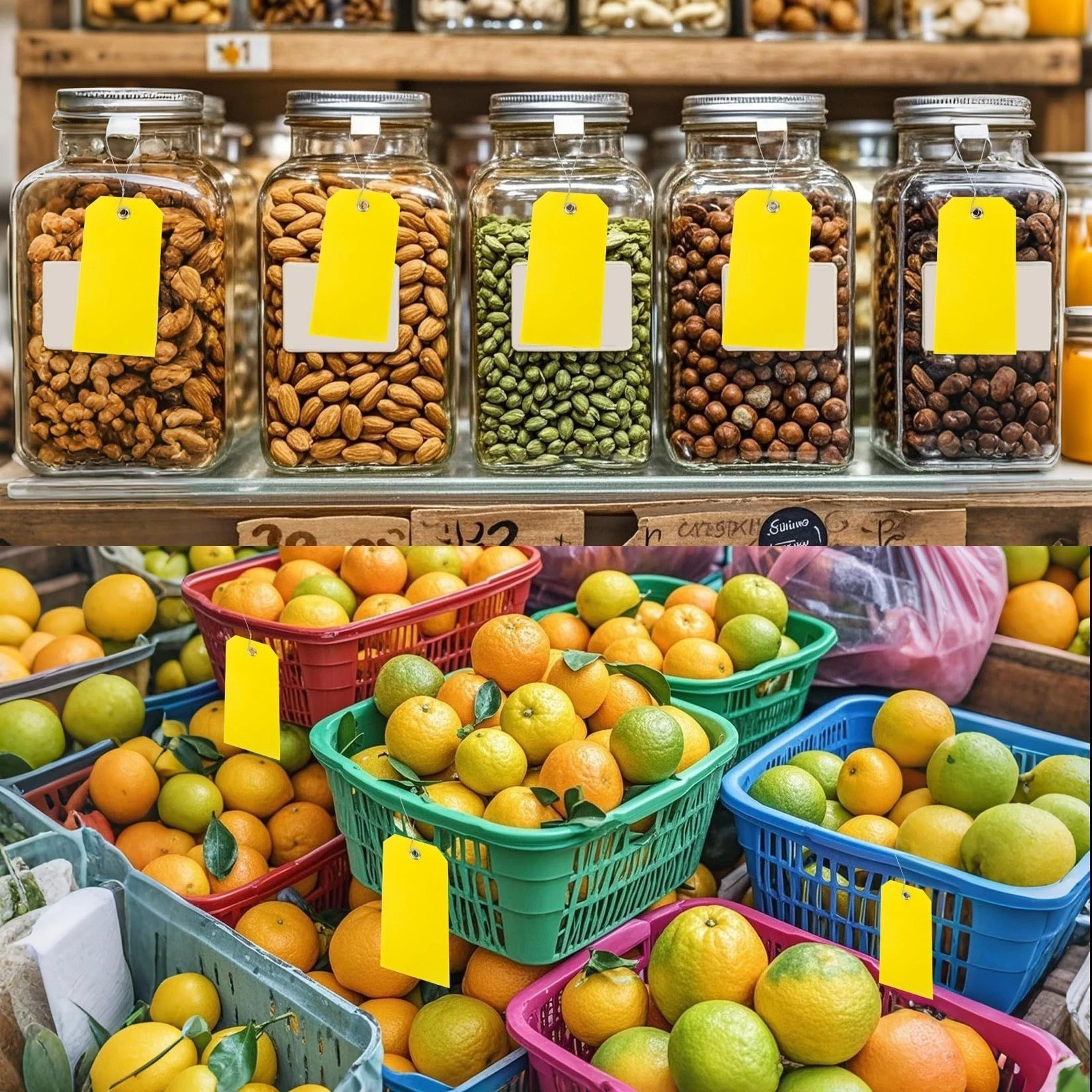 100pcs Yellow Plastic Hang Shipping Tags with Wire Waterproof Blank Label Tags