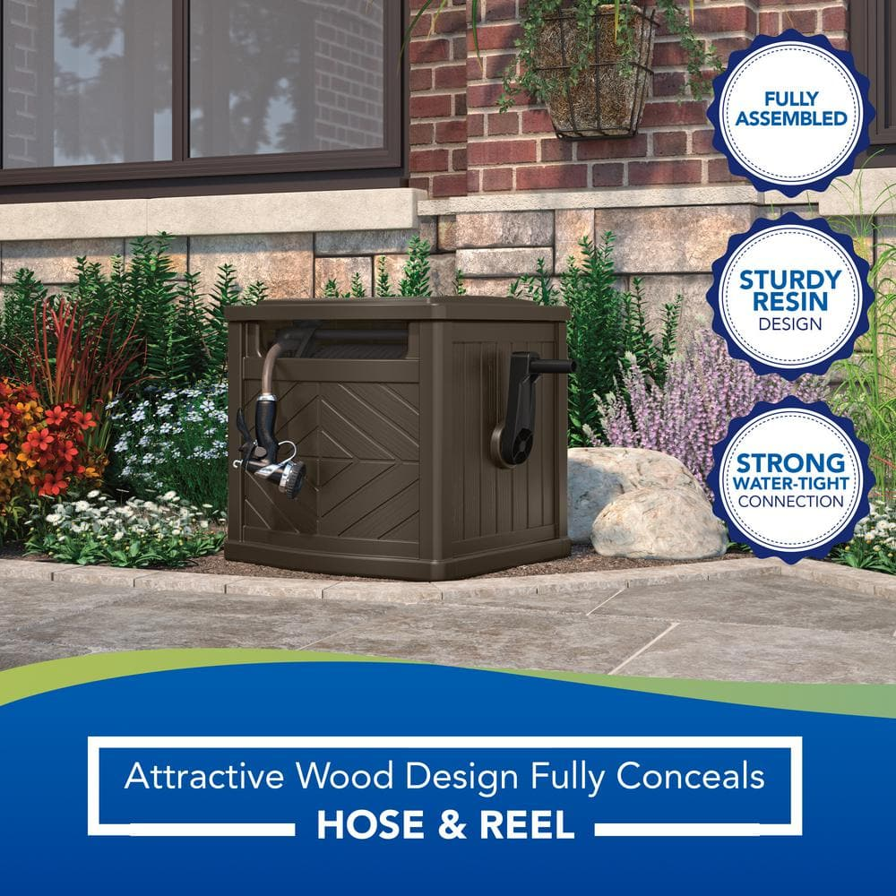 Portable Garden Hose Storage Box Outdoor Hideaway Reel 150 Ft