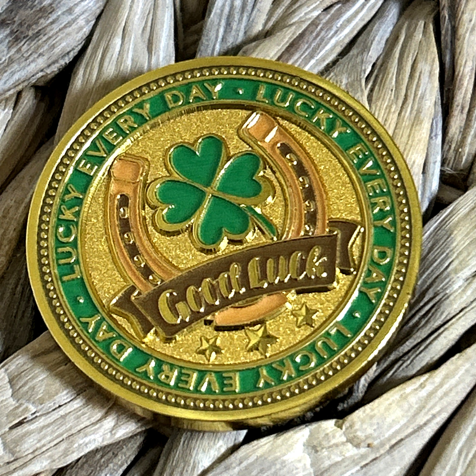 Irish Shamrock Lucky #7 Golf Ball Marker Pocket Coin-Metal 1.3" Brand New!