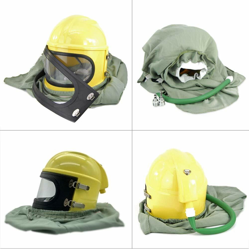 Air Fed Safety Sandblast Helmet Protector Sandblasting Shield 5 PVC Outside Lens