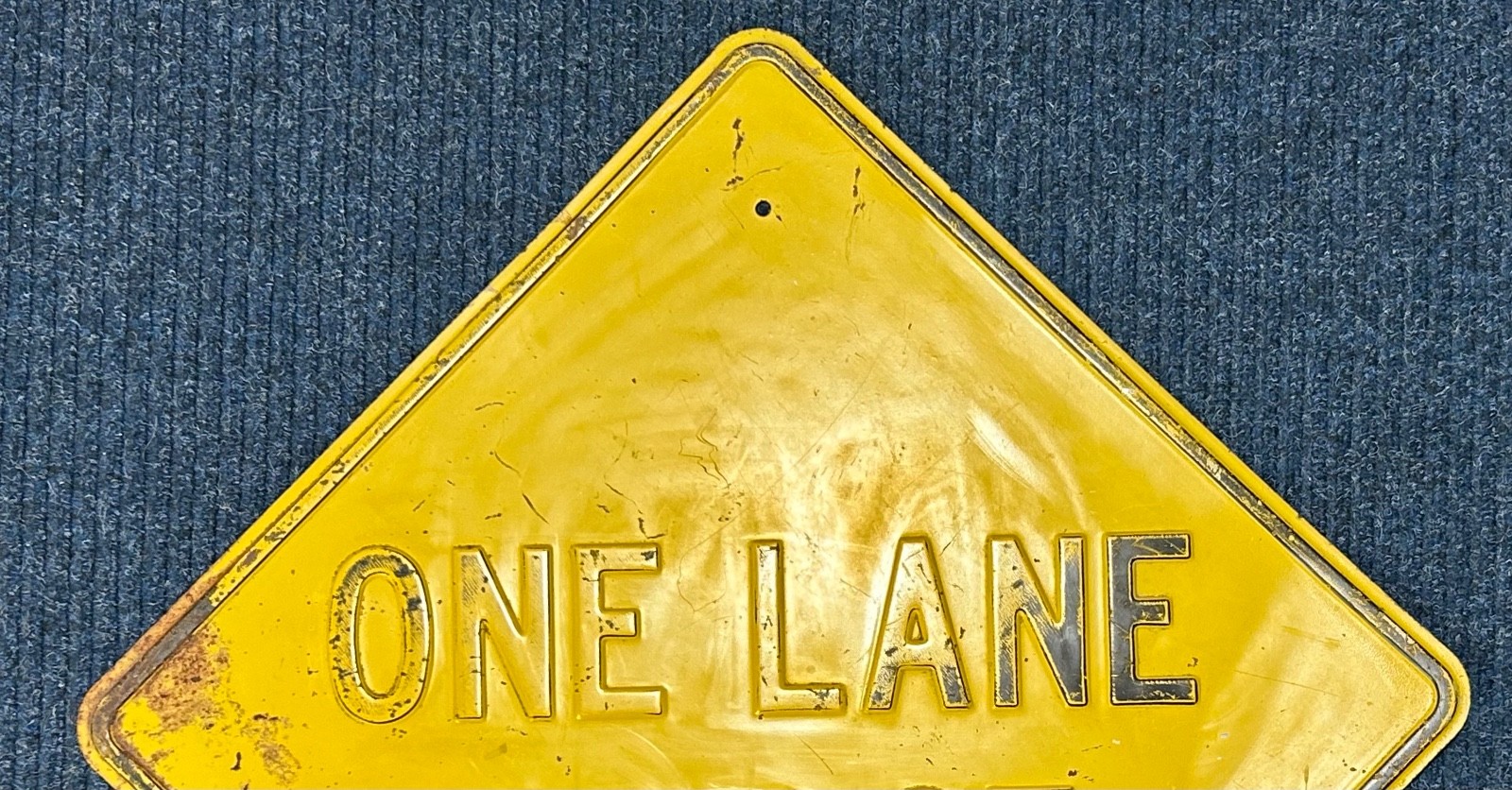 Vintage Embossed “ONE LANE BRIDGE” Heavy Steel Road Sign