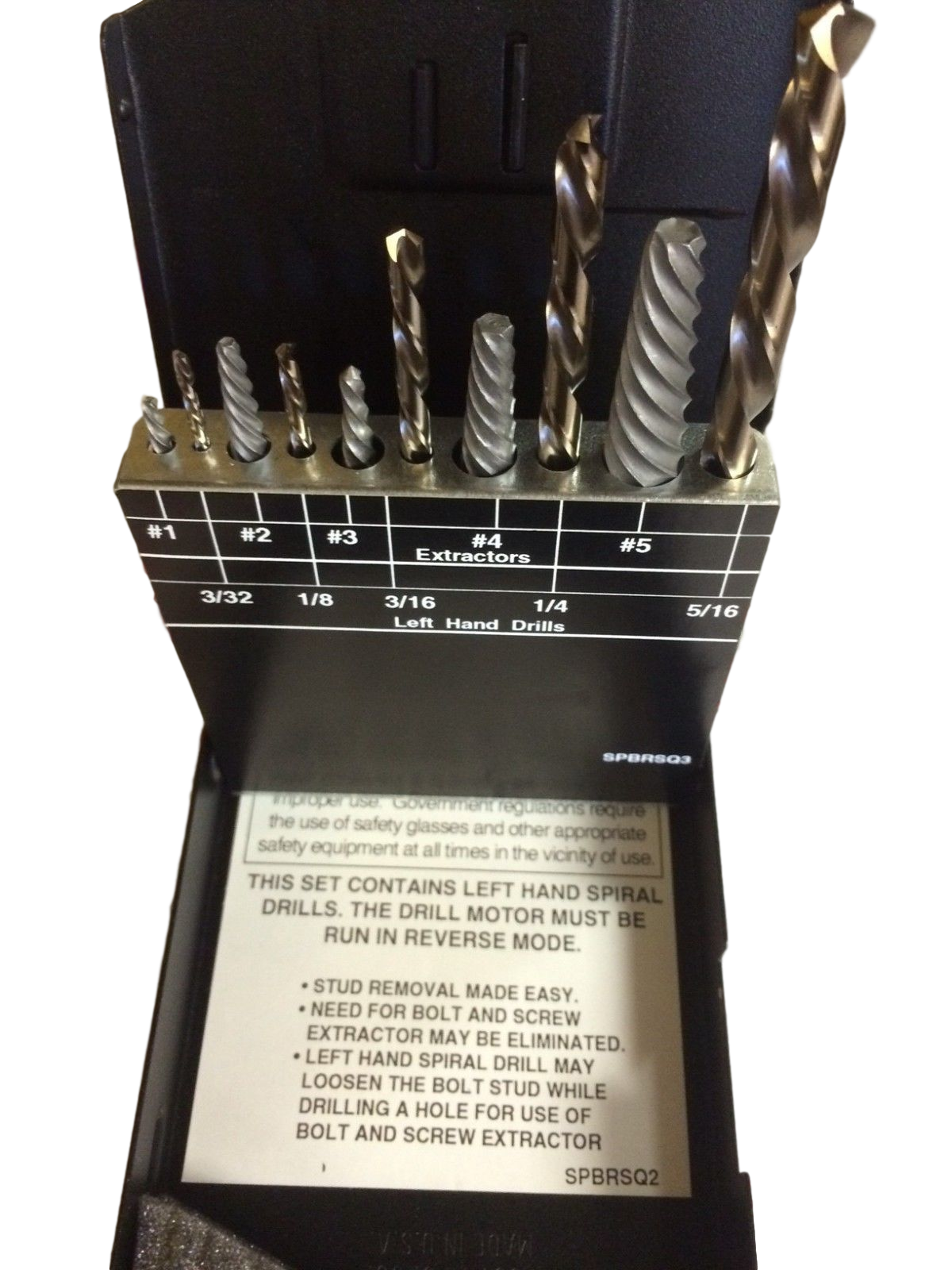 58510 Norseman / Viking SPRSQ3 10pc Screw Extractor Set Left Hand Bits NEW