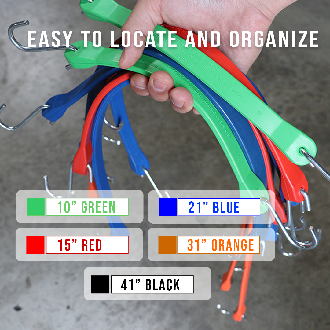 Boxer Assorted EPDM Tarp Strap Color - 10 Pack - 10" 15" 21" 31" 41" Heavy Duty