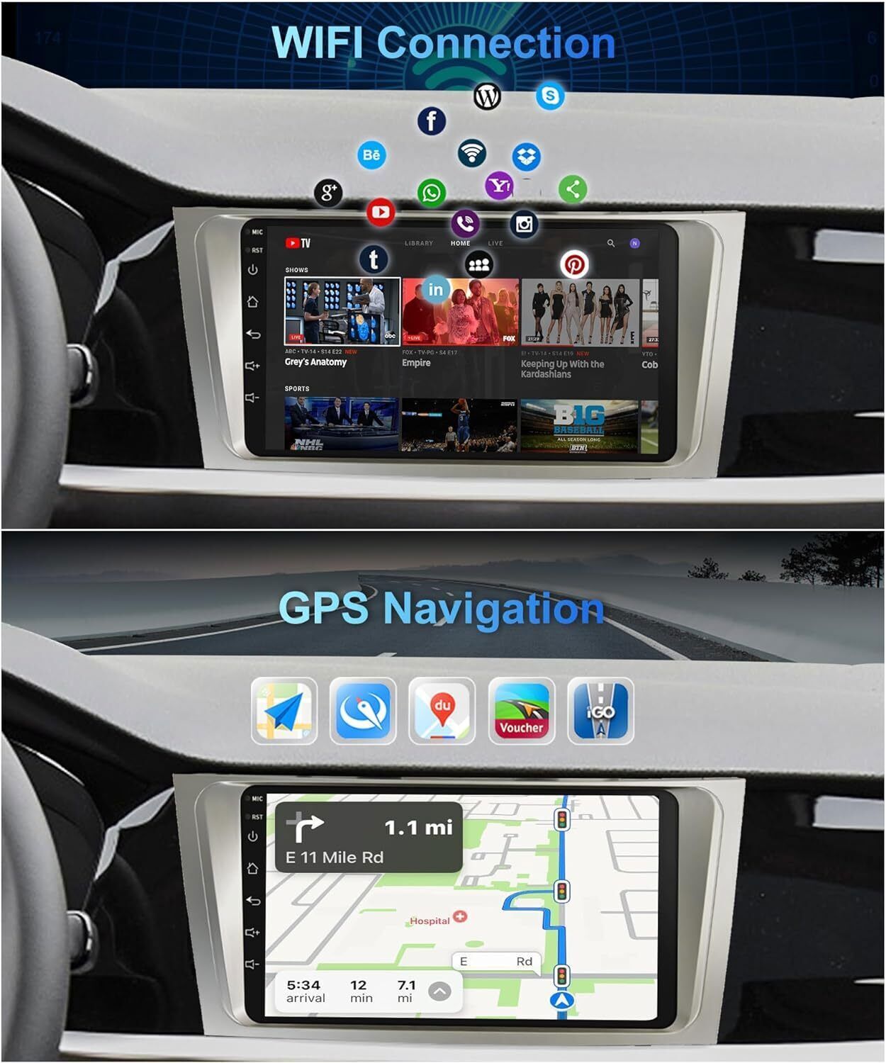 For Toyota Camry 2007-2011 Android 13 Car Stereo Radio GPS Navi WIFI Bluetooth