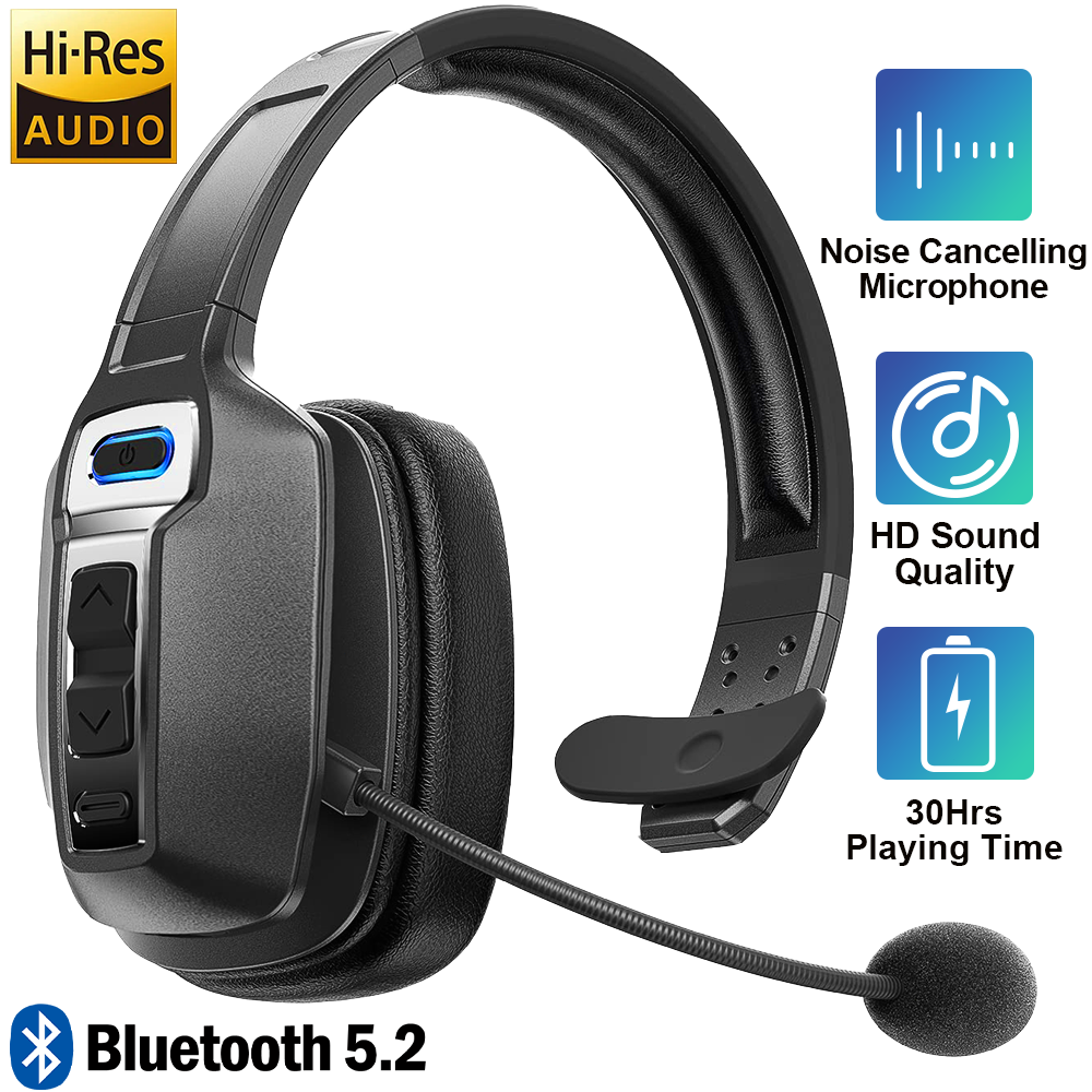 Wireless Trucker Bluetooth Headset With Noise Cancelling Mic For Phones PC